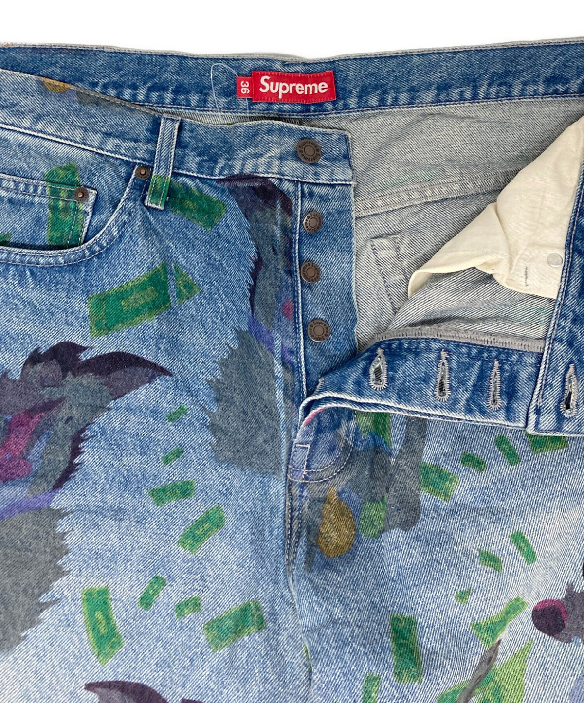 [Pre-owned] SUPREME All Dogs Go To Heaven Loose-Fit Jeans