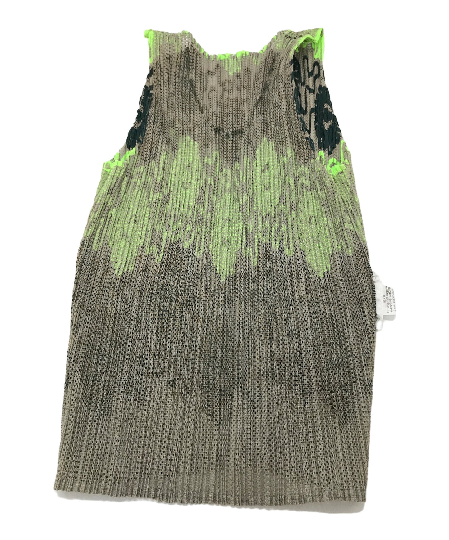 [Pre-owned] PLEATS PLEASE Flower Pattern Pleated Sleeveless Cut and Sewn PLEATS PLEATS PLEASE Pleats Pleases Olive x Green x Yellowish Green Size 3 PP06-JK901 PP06-JK901