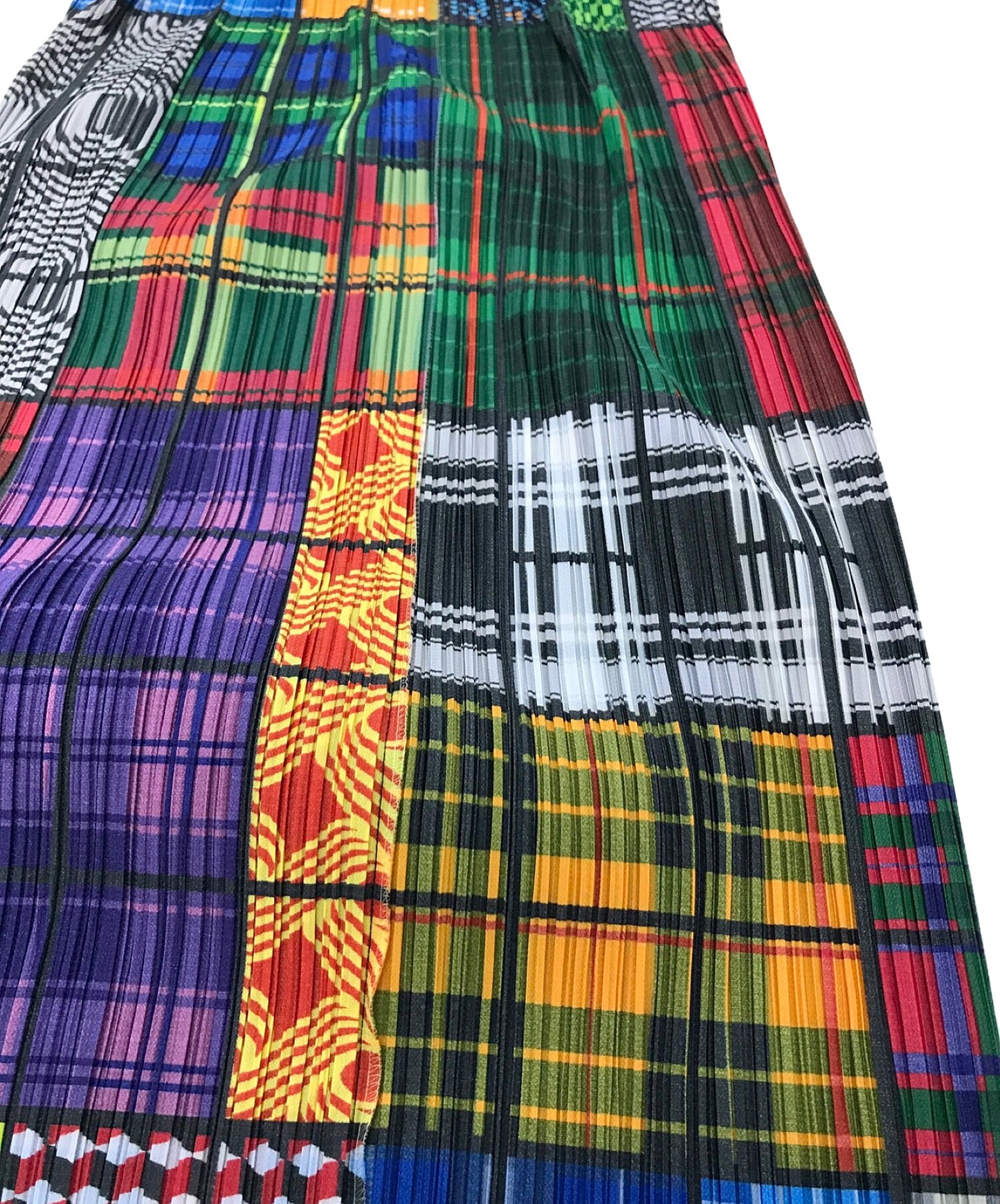 [Pre-owned] PLEATS PLEASE Multi-pattern pleated skirt/Patchwork design pleated skirt PLEATS PLEASE Pleated pleats long skirt PP64-JG221