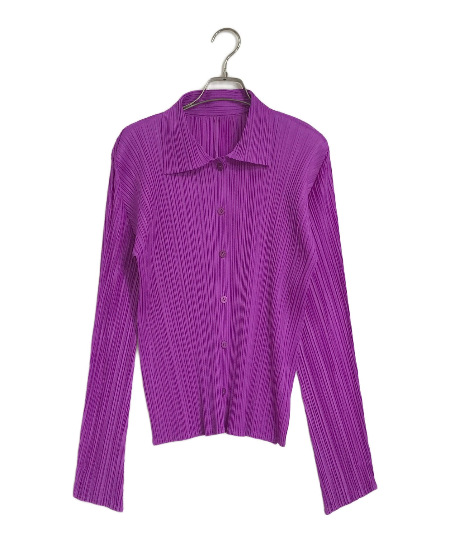 [Pre-owned] PLEATS PLEASE Pleated Shirt Cardigan / Long Sleeved Shirt / Purple PP23-JJ189