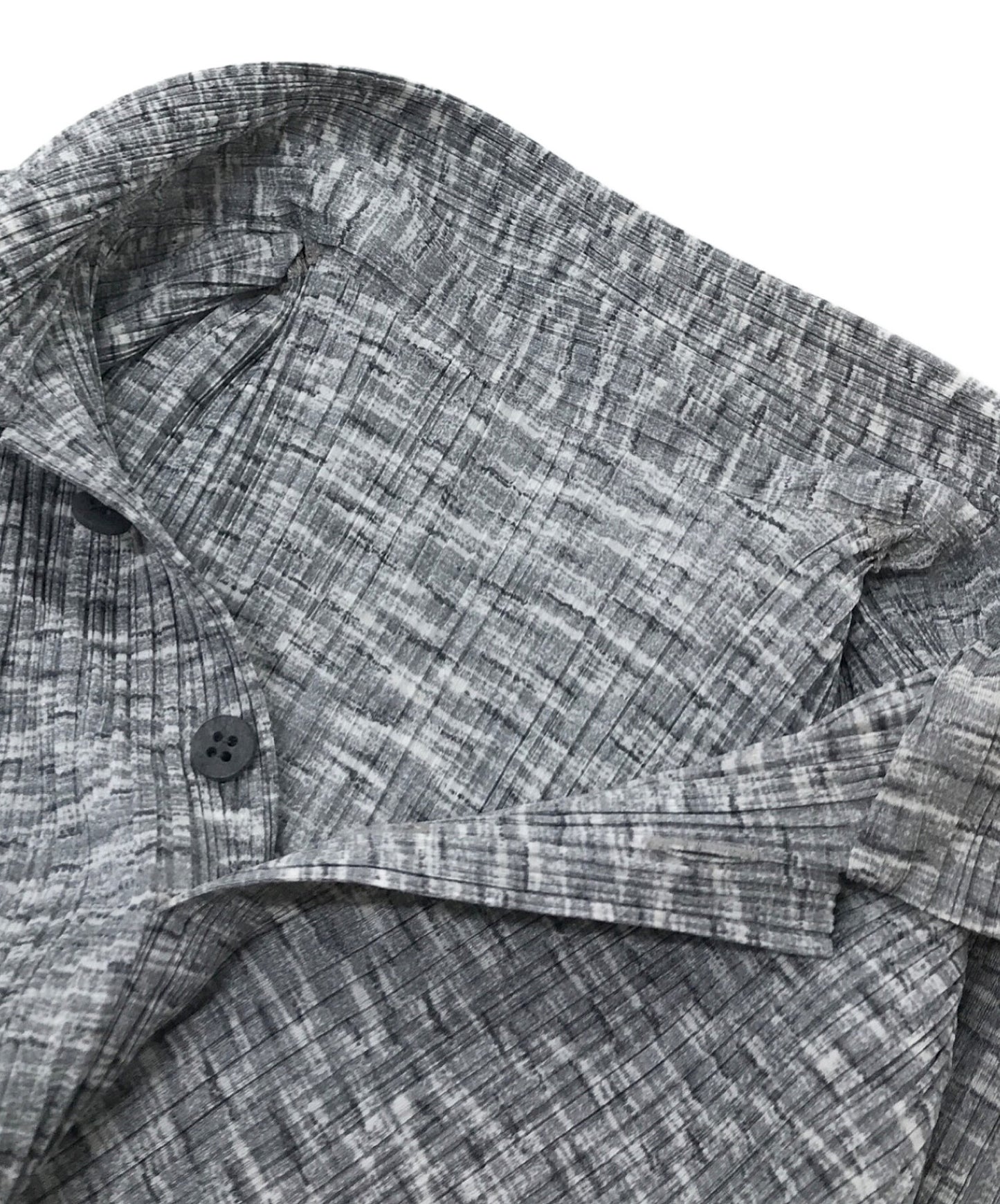 [Pre-owned] PLEATS PLEASE Pleated Polo Shirt Pleated Melange Transfer Print Pullover Short Sleeve Blouse PP86-JK765