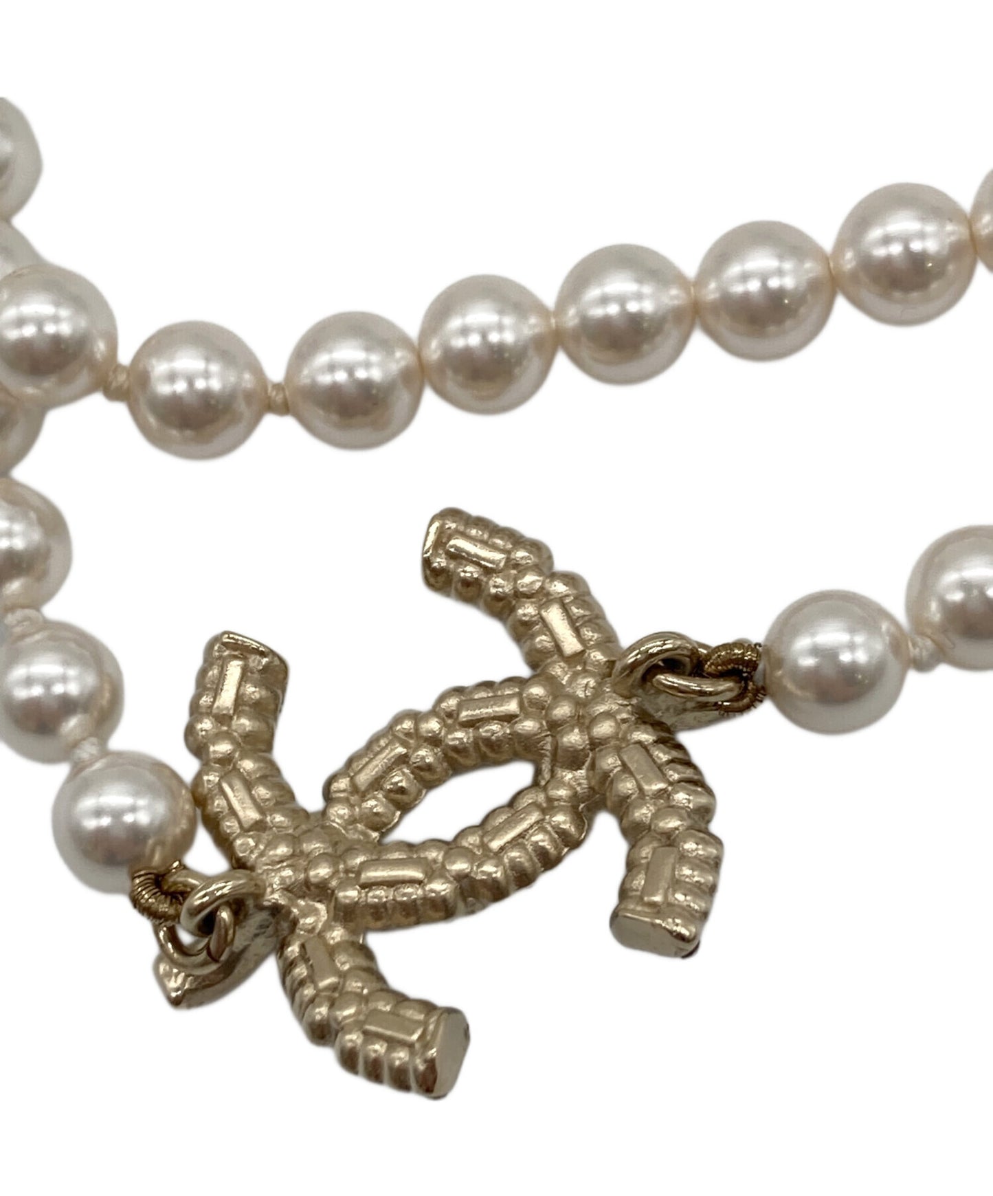 [Pre-owned] CHANEL Coco Mark Long Pearl Necklace