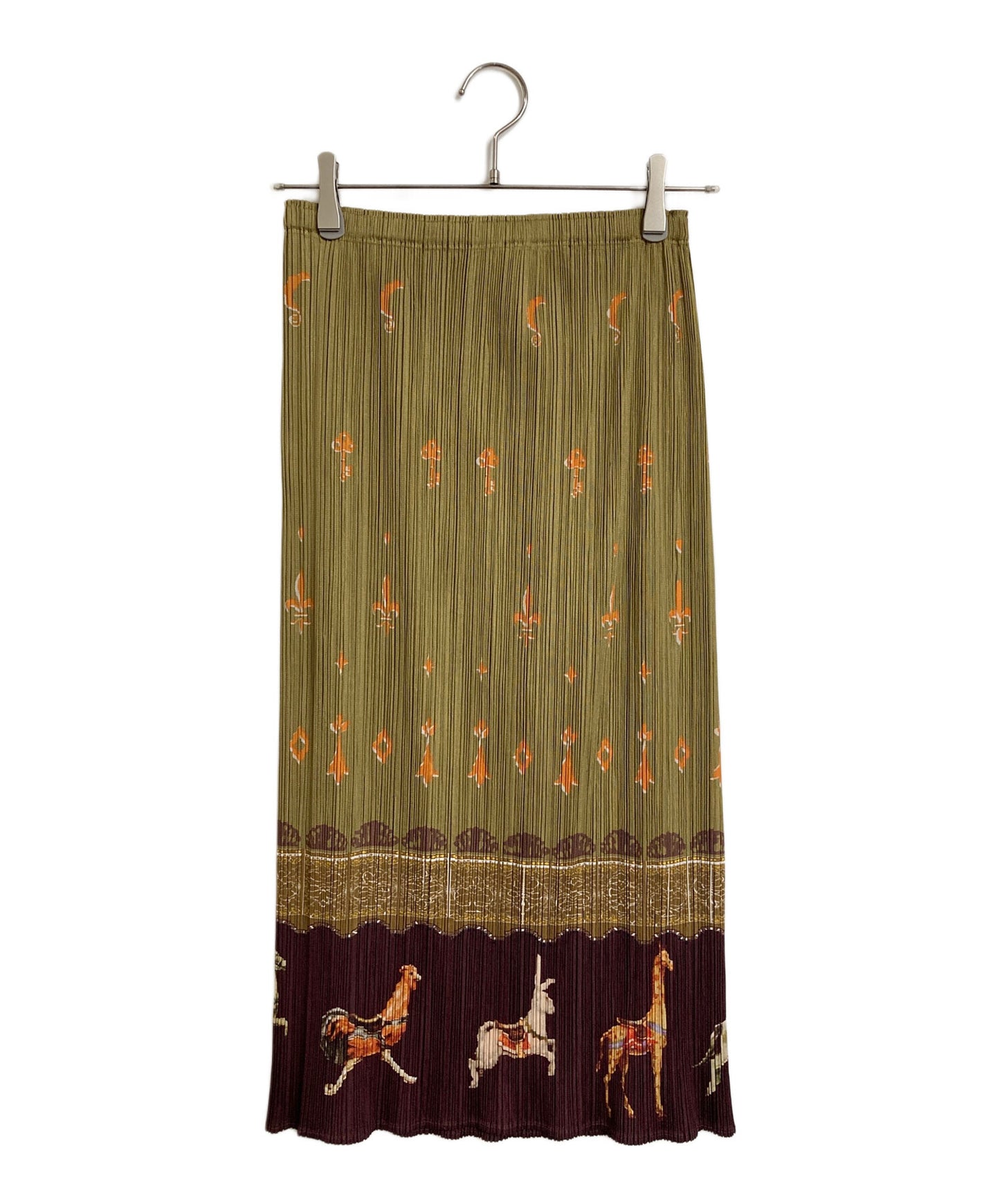 [Pre-owned] PLEATS PLEASE Merry-Go-Round Pattern Pleated Skirt Animal Pattern Animal Pattern Long Skirt Made in Japan PP43-JG775