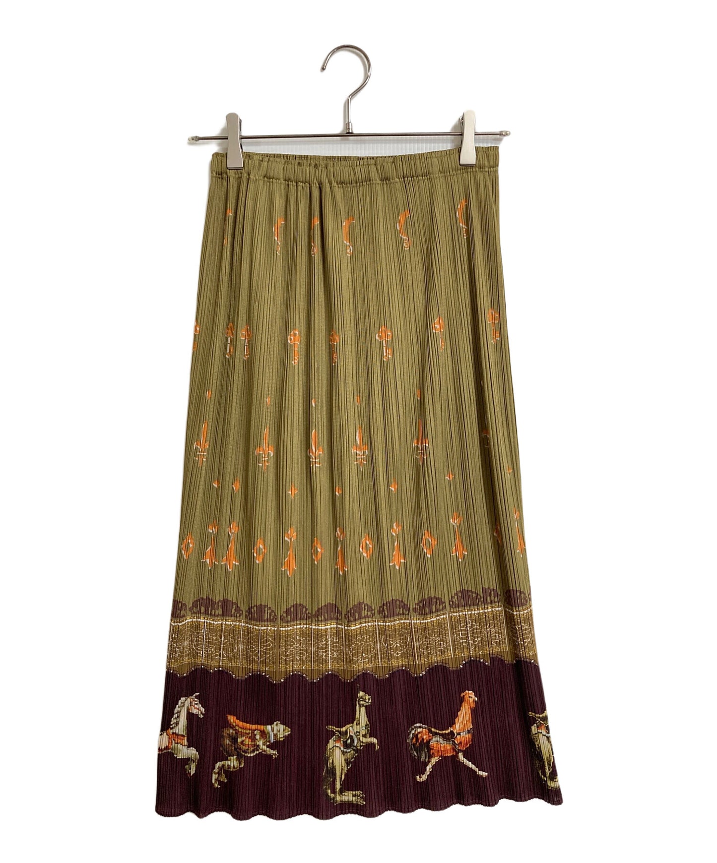 [Pre-owned] PLEATS PLEASE Merry-Go-Round Pattern Pleated Skirt Animal Pattern Animal Pattern Long Skirt Made in Japan PP43-JG775