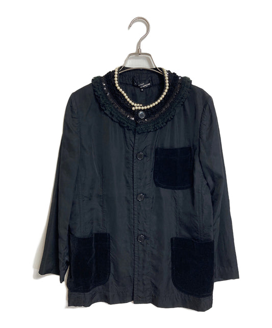 [Pre-owned] tricot COMME des GARCONS Pearl Bijoux Switched Jacket Collarless Jacket TR-J004