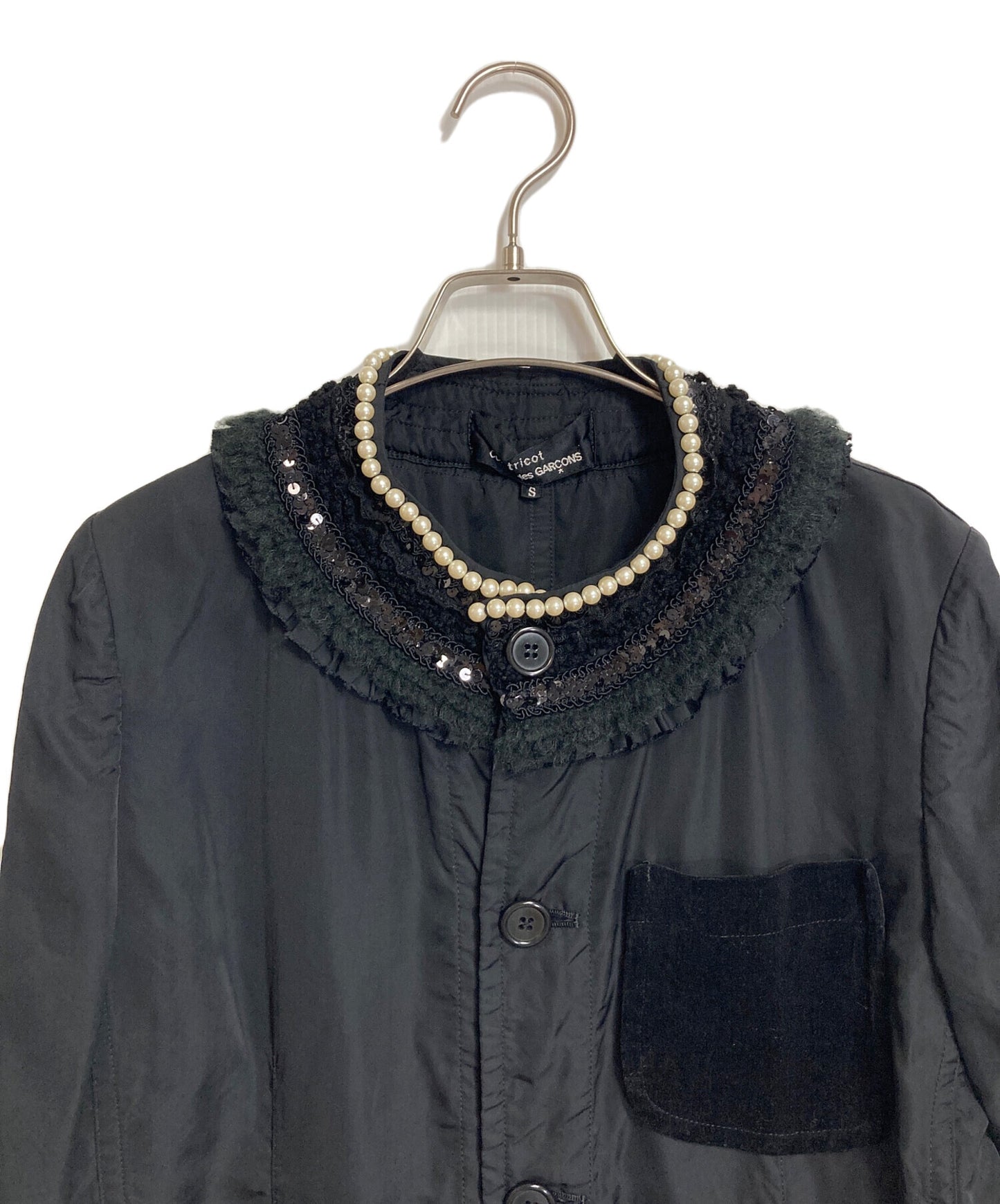 [Pre-owned] tricot COMME des GARCONS Pearl Bijoux Switched Jacket Collarless Jacket TR-J004