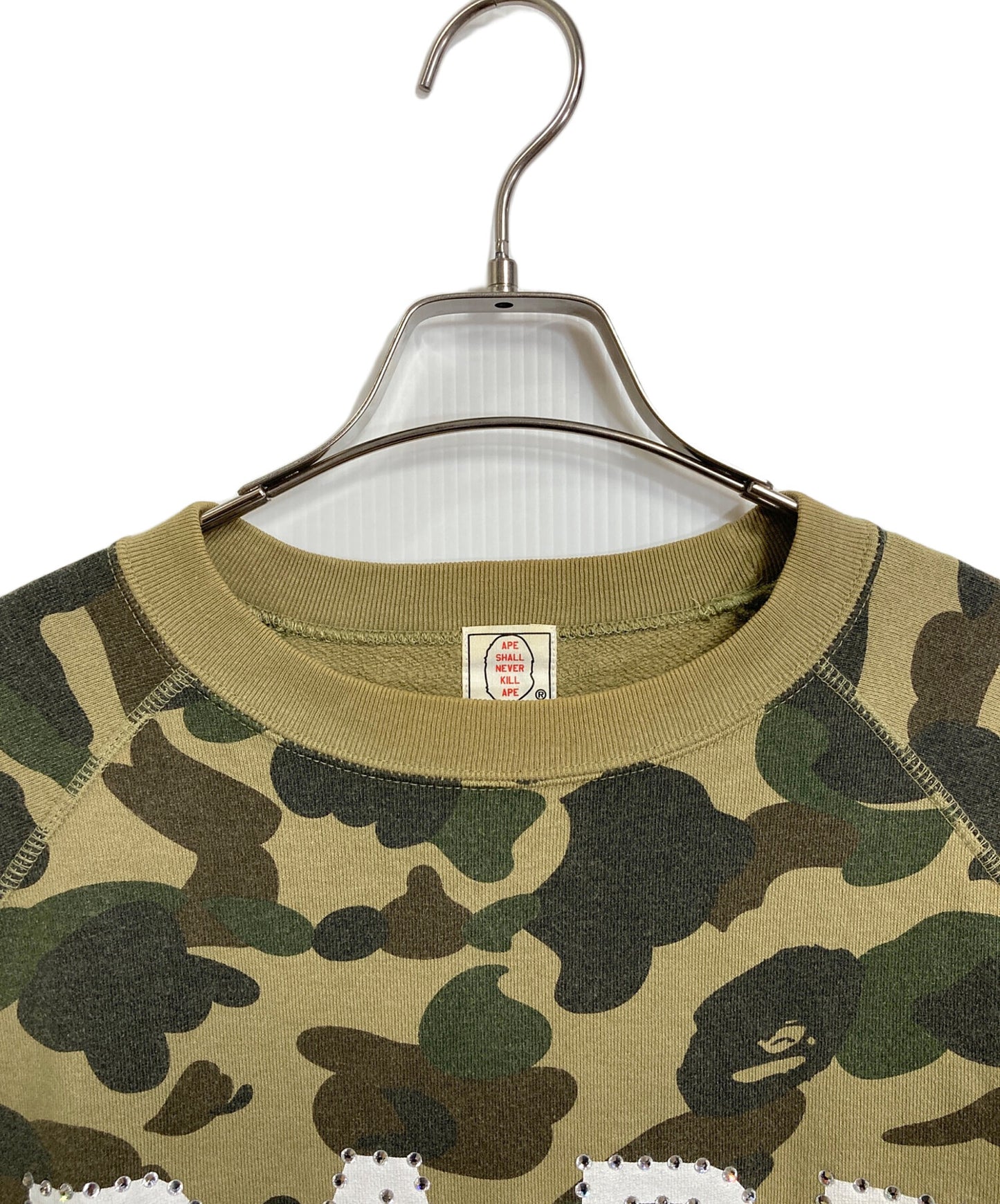 [Pre-owned] A BATHING APE Camo Pattern Rhinestone T-Shirt Short Sleeve Sweatshirt NIGO Period Camouflage Made in Japan