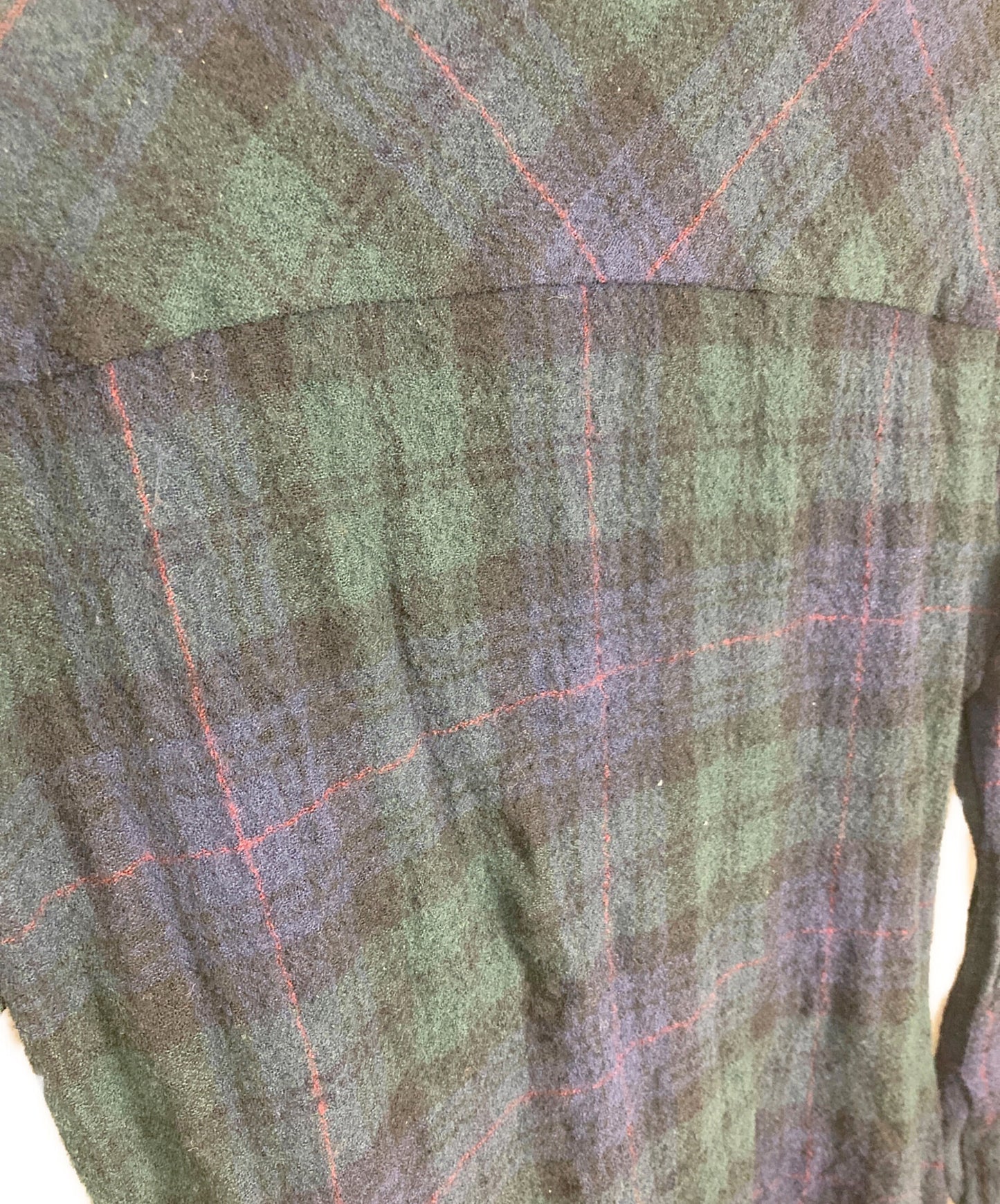 [Pre-owned] Vivienne Westwood Logo-Embroidered Asymmetrical Long Wool Shirt, Long-Sleeve Shirt, Checkered Shirt VW-WR-71915