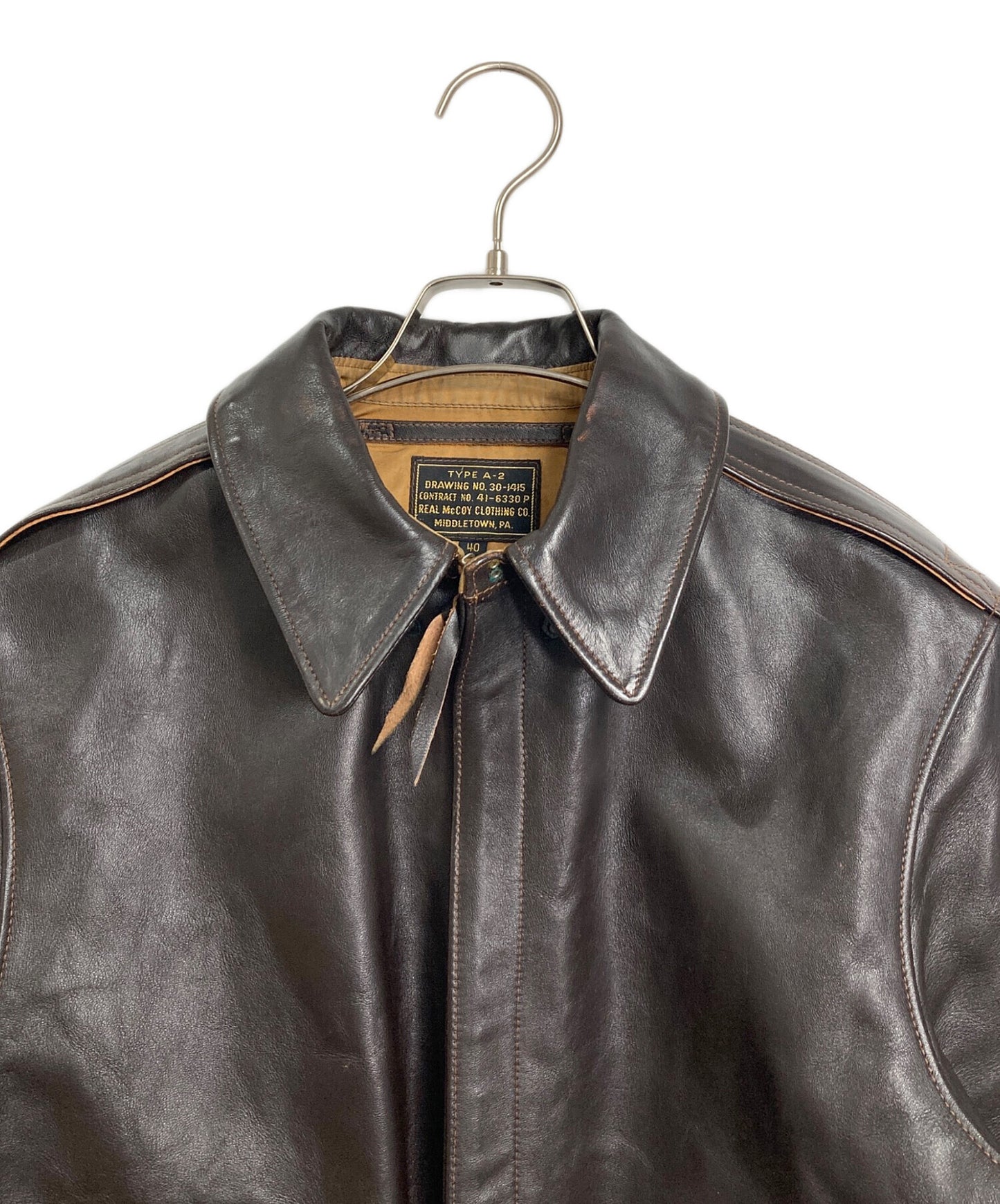 [Pre-owned] THE REAL McCOY'S A-2 Leather Flight Jacket with TALON Zipper, CONTRUCT NO. 41-6330P, Made in Japan  30-1415・CONTRUCT NO. 41-6330P