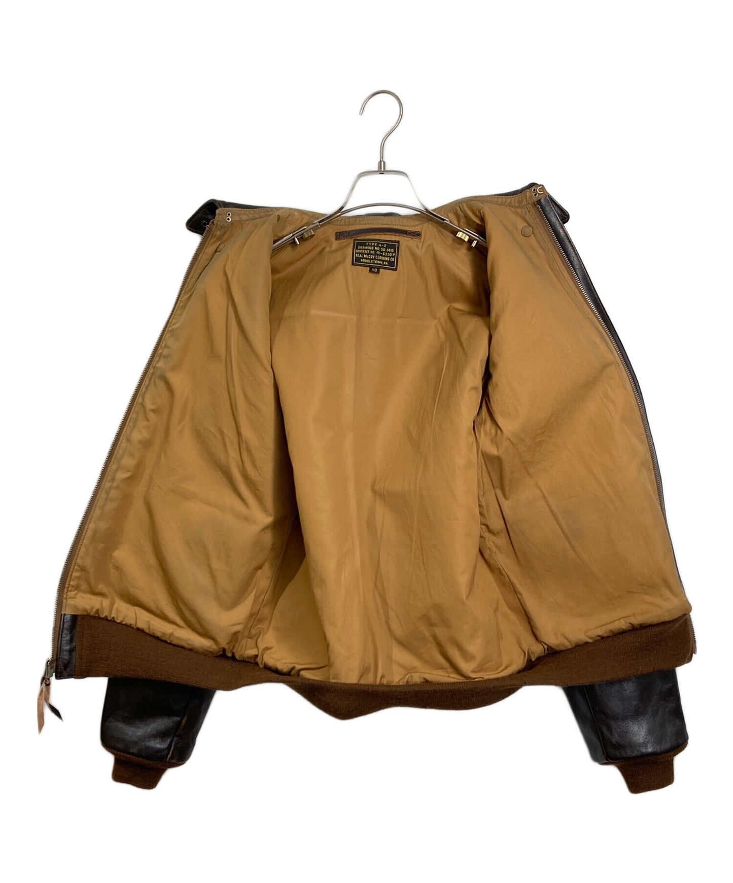 [Pre-owned] THE REAL McCOY'S A-2 Leather Flight Jacket with TALON Zipper, CONTRUCT NO. 41-6330P, Made in Japan  30-1415・CONTRUCT NO. 41-6330P