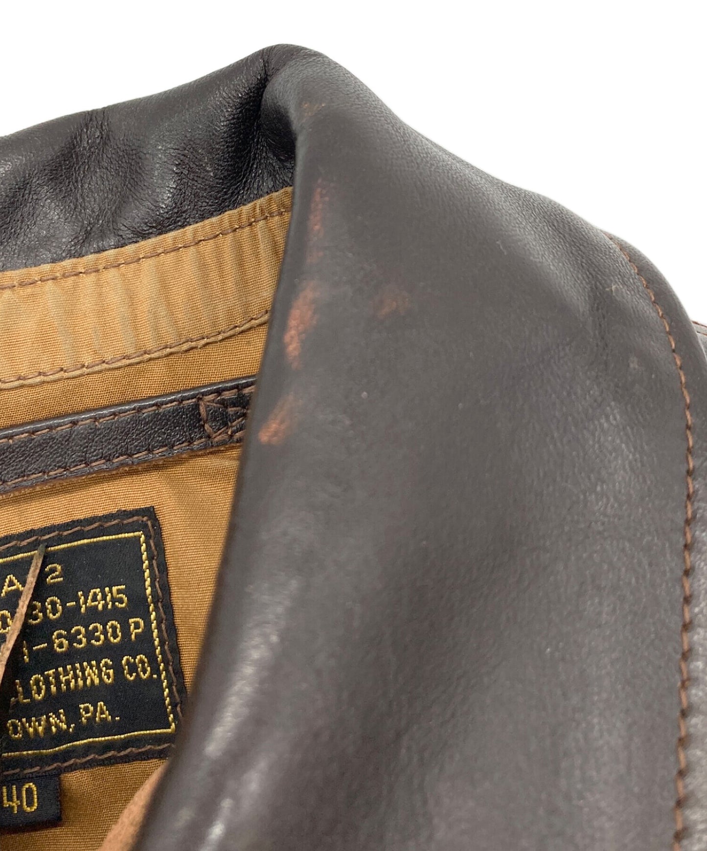 [Pre-owned] THE REAL McCOY'S A-2 Leather Flight Jacket with TALON Zipper, CONTRUCT NO. 41-6330P, Made in Japan  30-1415・CONTRUCT NO. 41-6330P