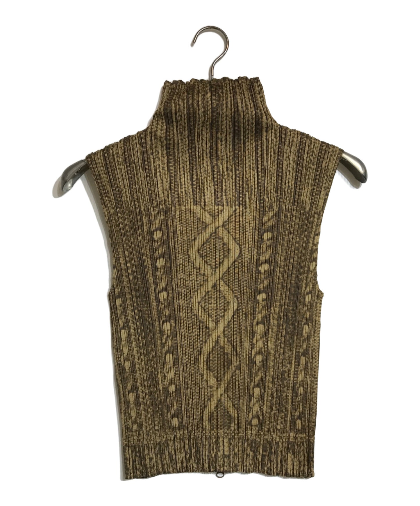 [Pre-owned] PLEATS PLEASE Cable-knit pattern transfer pleated zip vest PP64-JE432