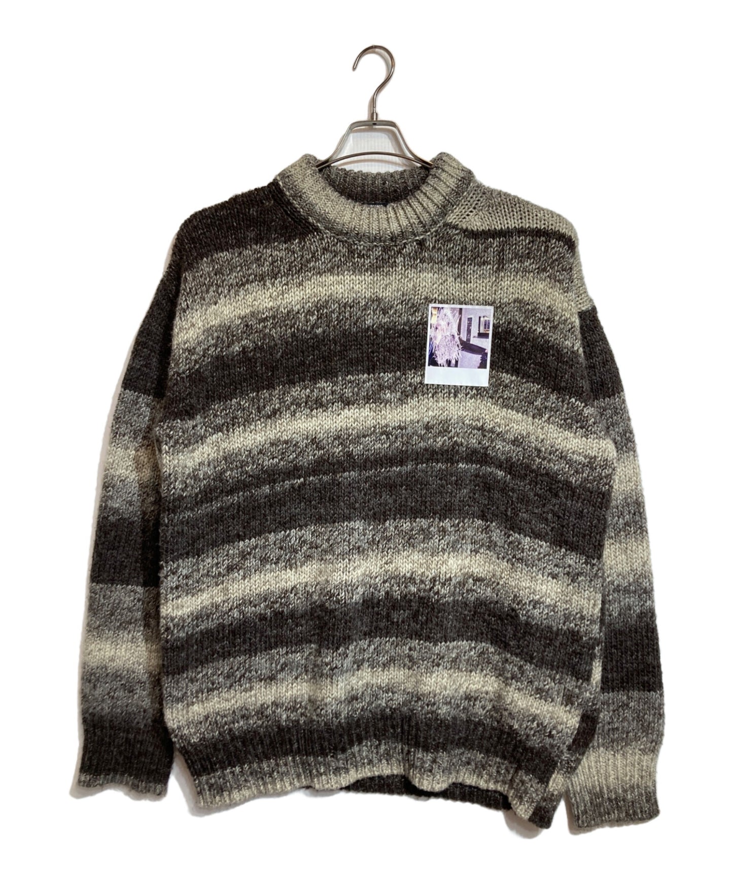 [Pre-owned] RAF SIMONS Striped Roundneck Sweater With Polaroids