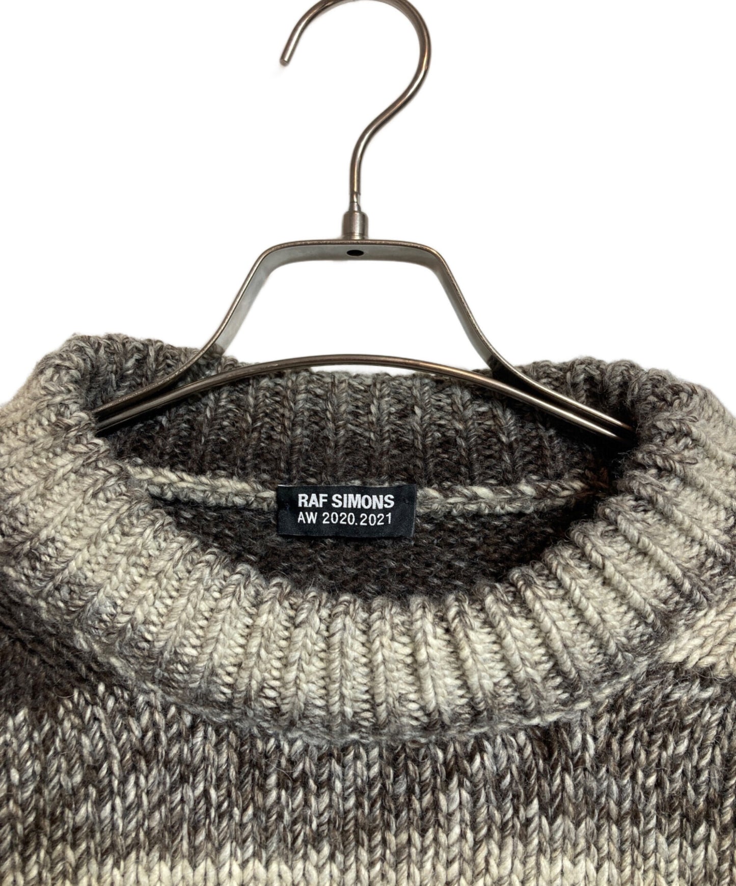 [Pre-owned] RAF SIMONS Striped Roundneck Sweater With Polaroids