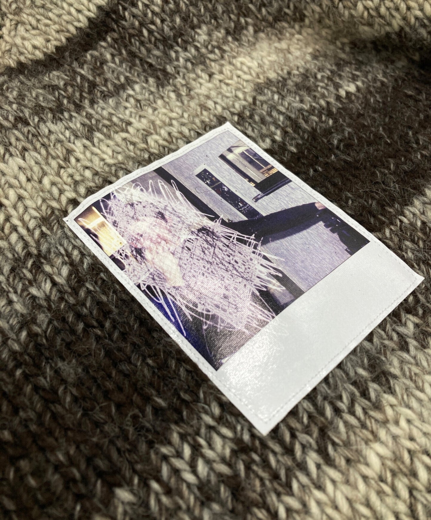 [Pre-owned] RAF SIMONS Striped Roundneck Sweater With Polaroids