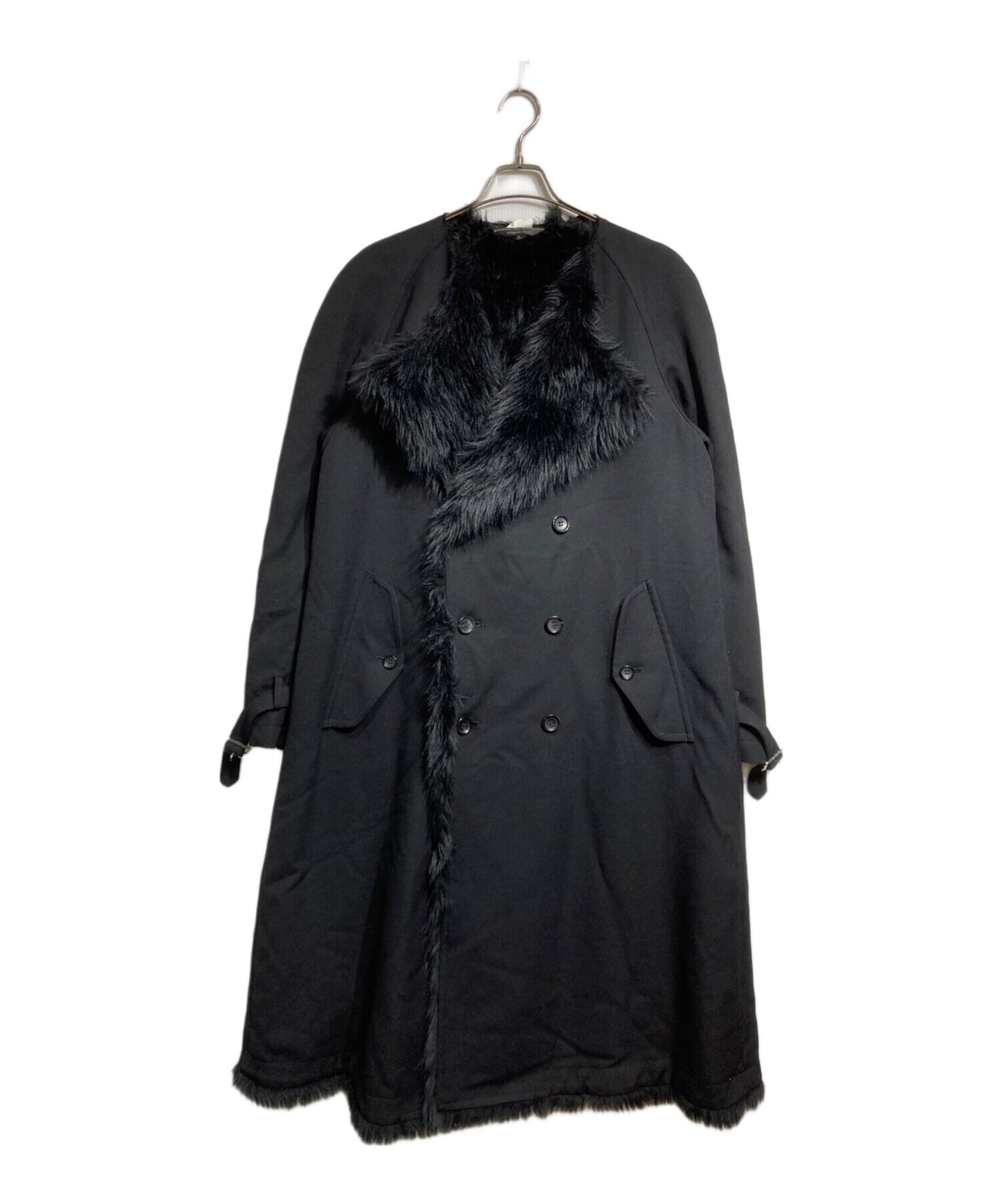 [Pre-owned] COMME des GARCONS HOMME PLUS Fur-trimmed collarless trench coat PL-C005