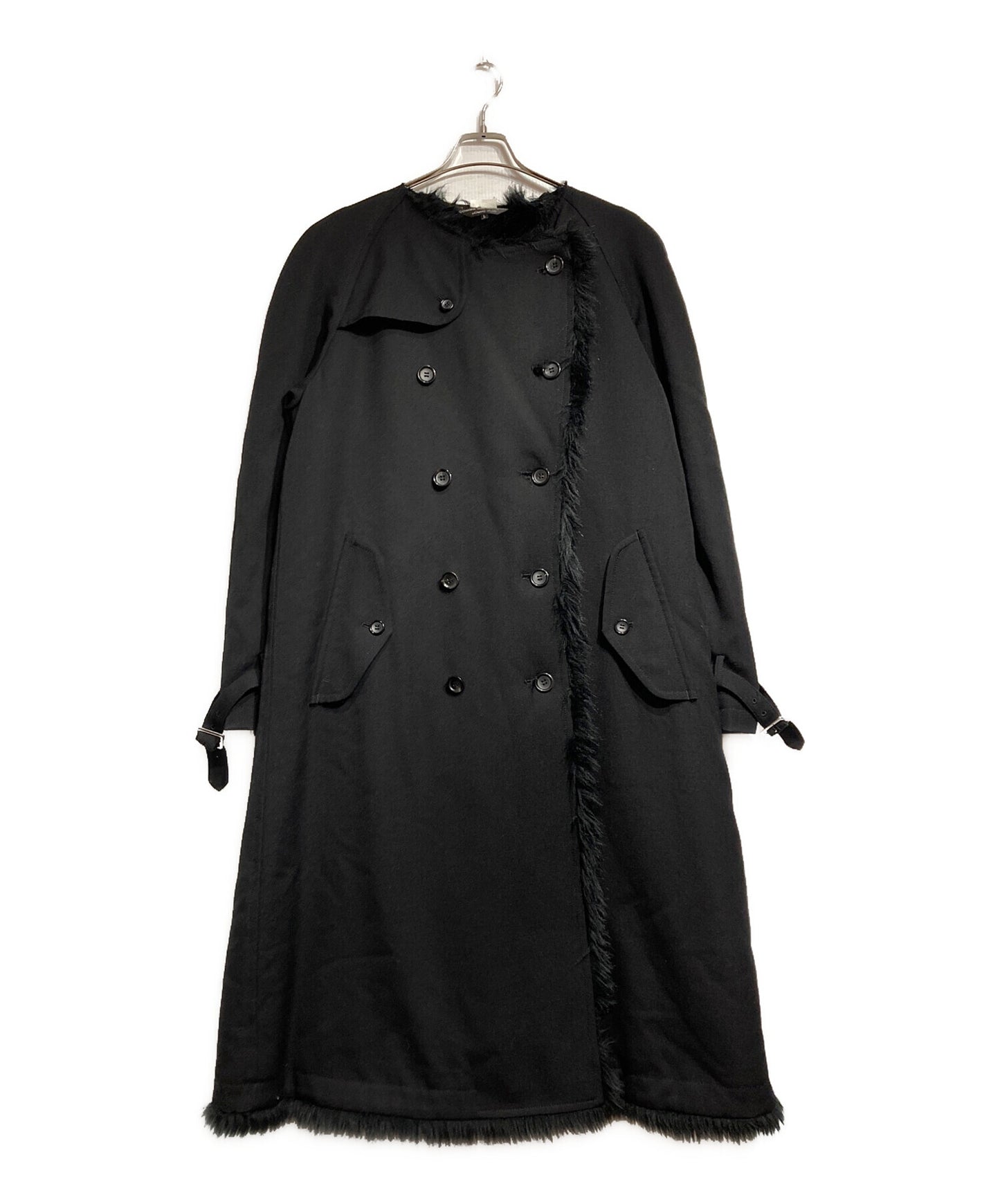 [Pre-owned] COMME des GARCONS HOMME PLUS Fur-trimmed collarless trench coat PL-C005