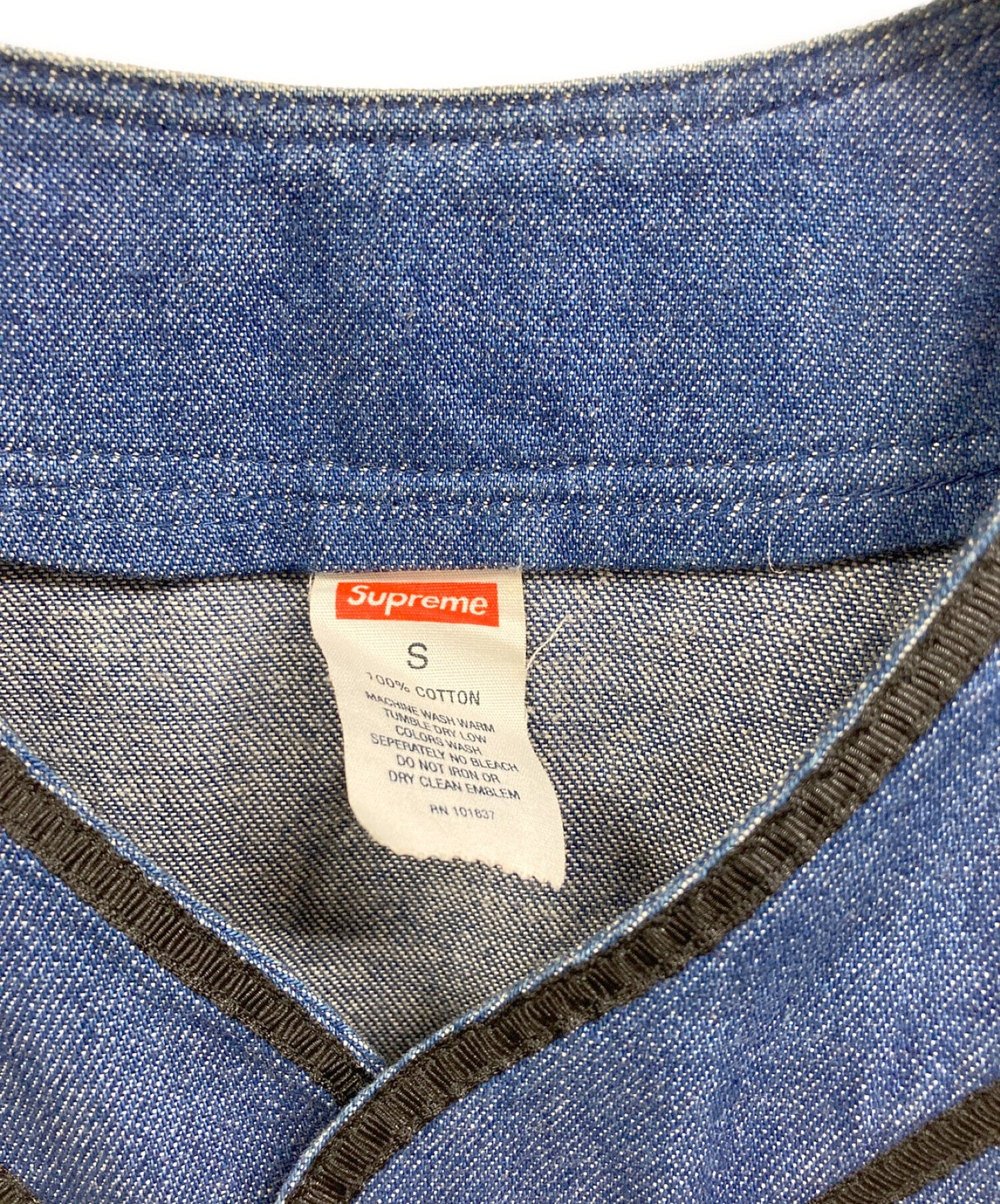 [Pre-owned] SUPREME denim baseball shirt