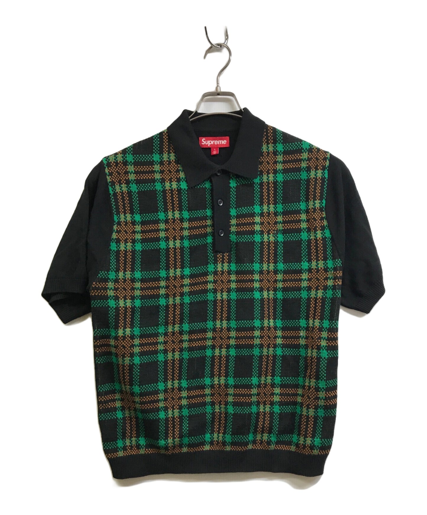 [Pre-owned] SUPREME Plaid Knit S/S Polo