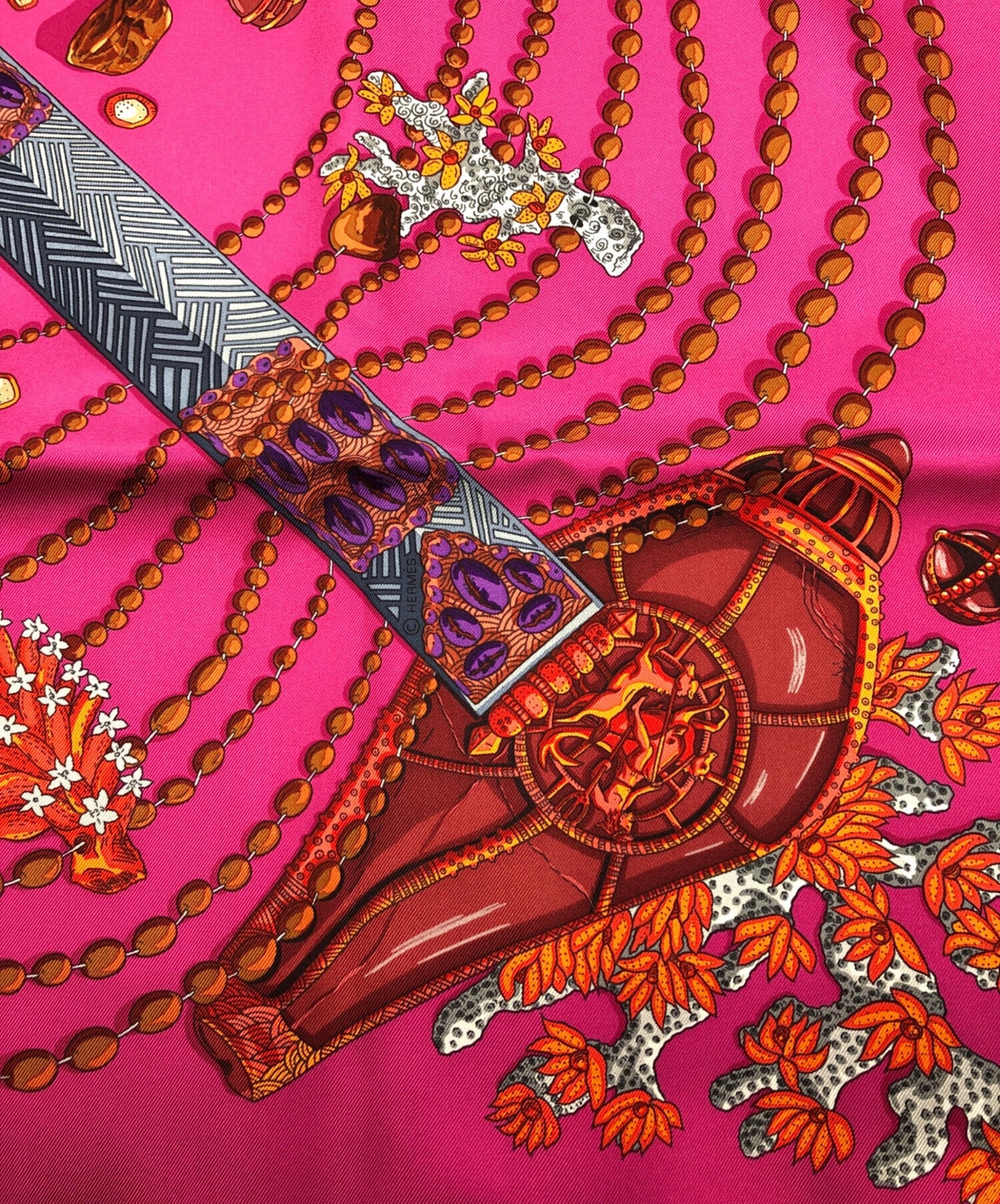 [Pre-owned] HERMES Silk Scarf / Carré 90 / Chemins de Corail / Coral Paths