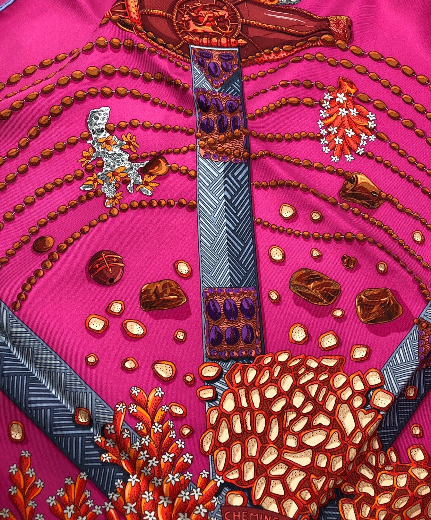 [Pre-owned] HERMES Silk Scarf / Carré 90 / Chemins de Corail / Coral Paths
