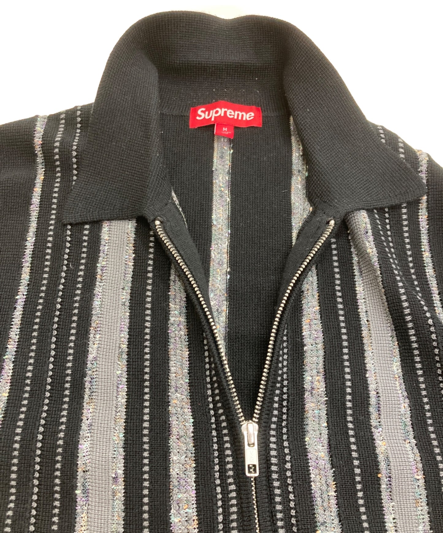 [Pre-owned] SUPREME Speckle Stripe Zip-Up Cardigan
