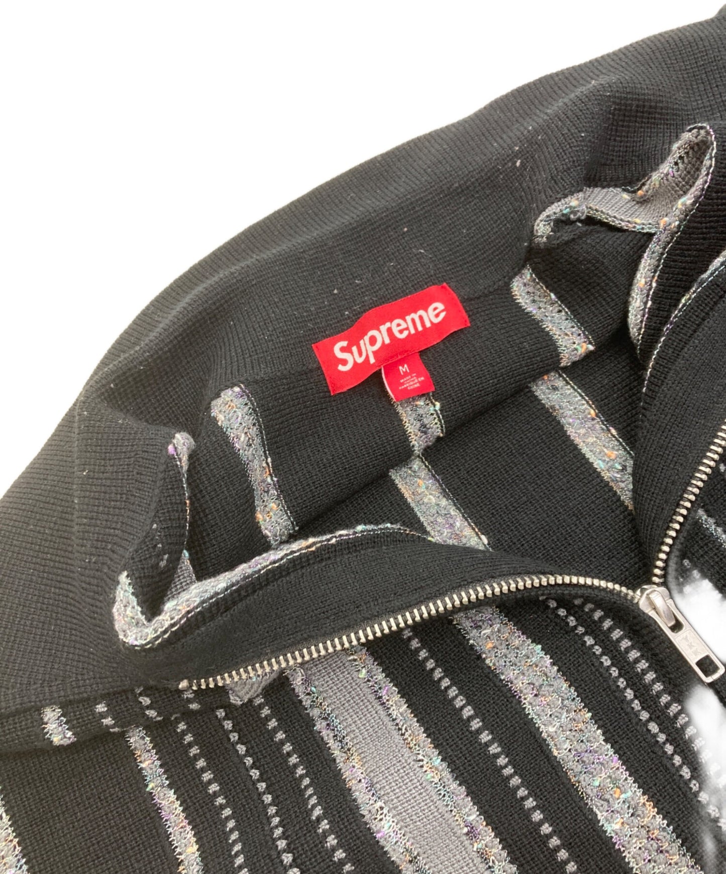 [Pre-owned] SUPREME Speckle Stripe Zip-Up Cardigan
