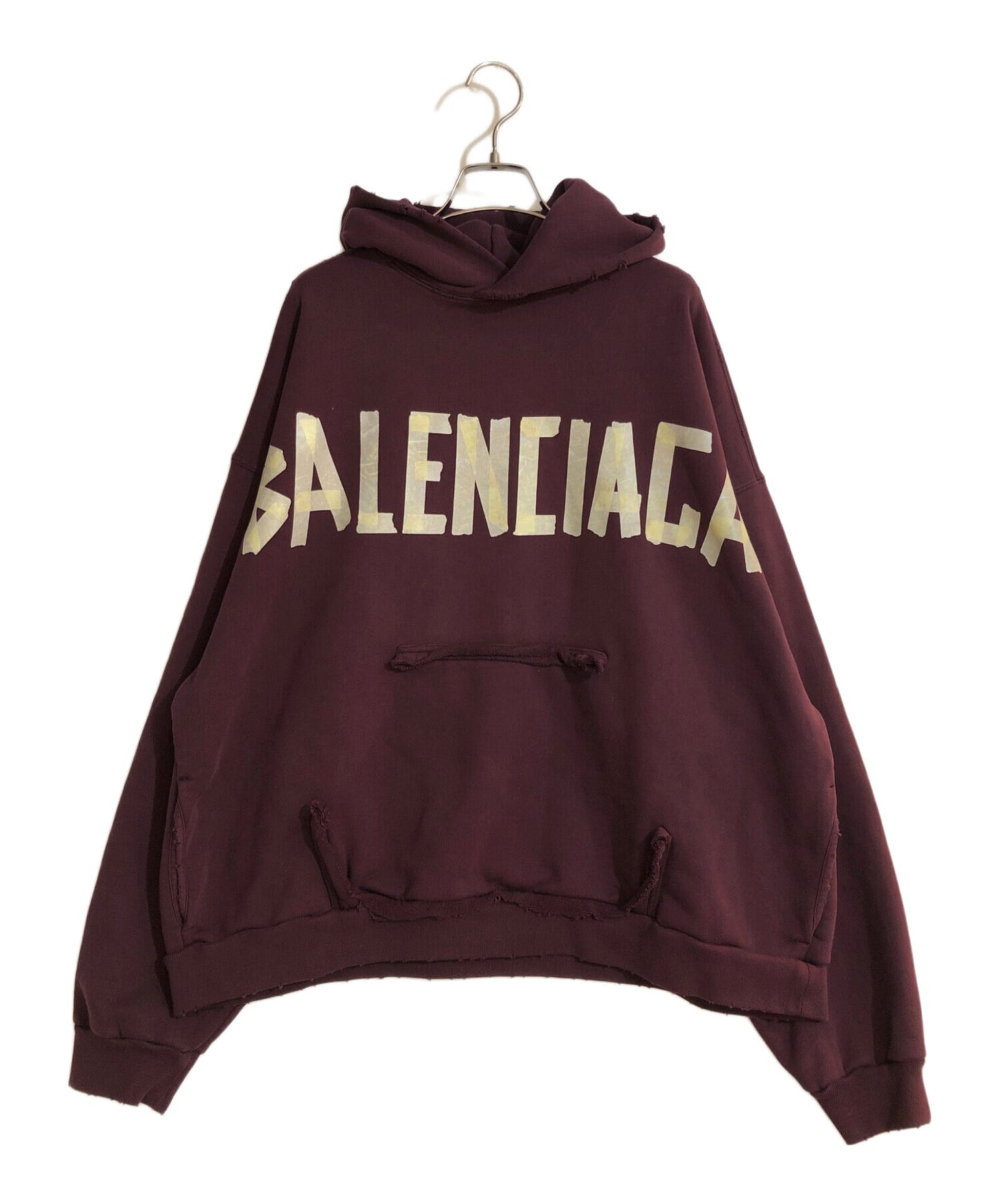 [Pre-owned] BALENCIAGA Ripped Pocket Hoodie/Tape Logo Hoodie Hoodie Vintage finish 744441 tqva9