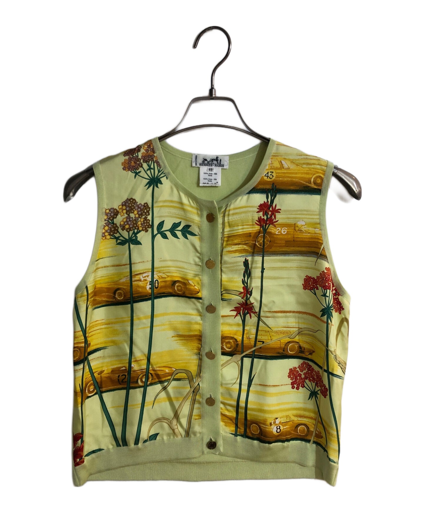 [Pre-owned] HERMES Sellier Button Scarf Pattern Knit Vest