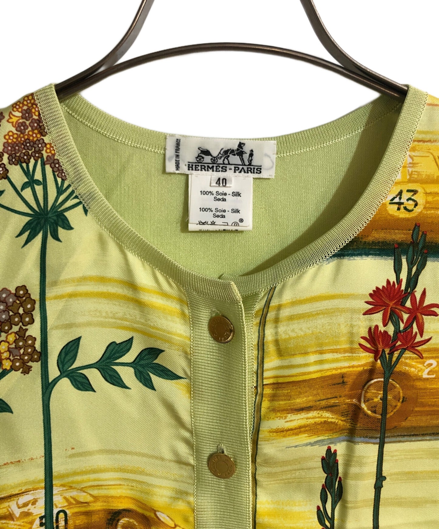 [Pre-owned] HERMES Sellier Button Scarf Pattern Knit Vest