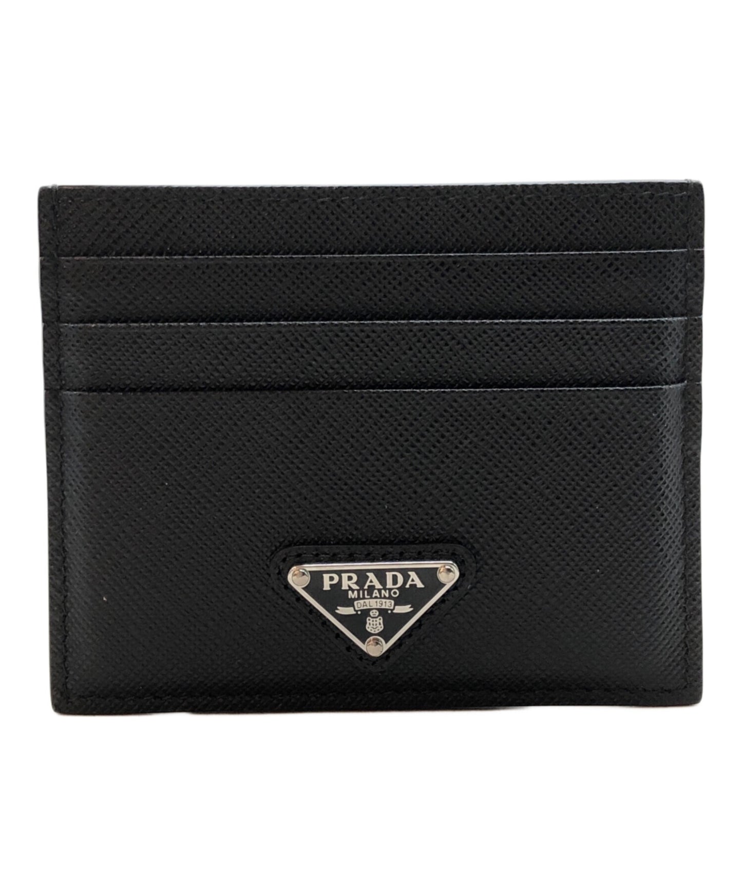 [Pre-owned] PRADA Saffiano triangle card holder 1MC025