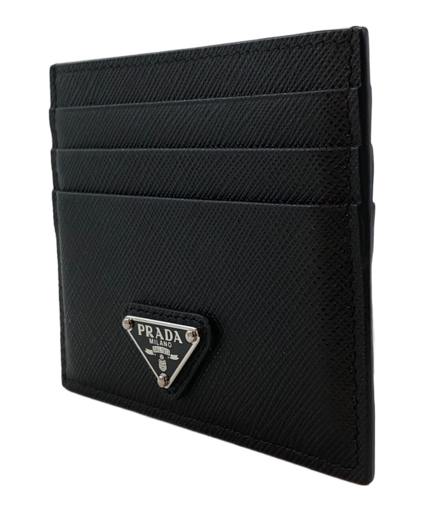 [Pre-owned] PRADA Saffiano triangle card holder 1MC025