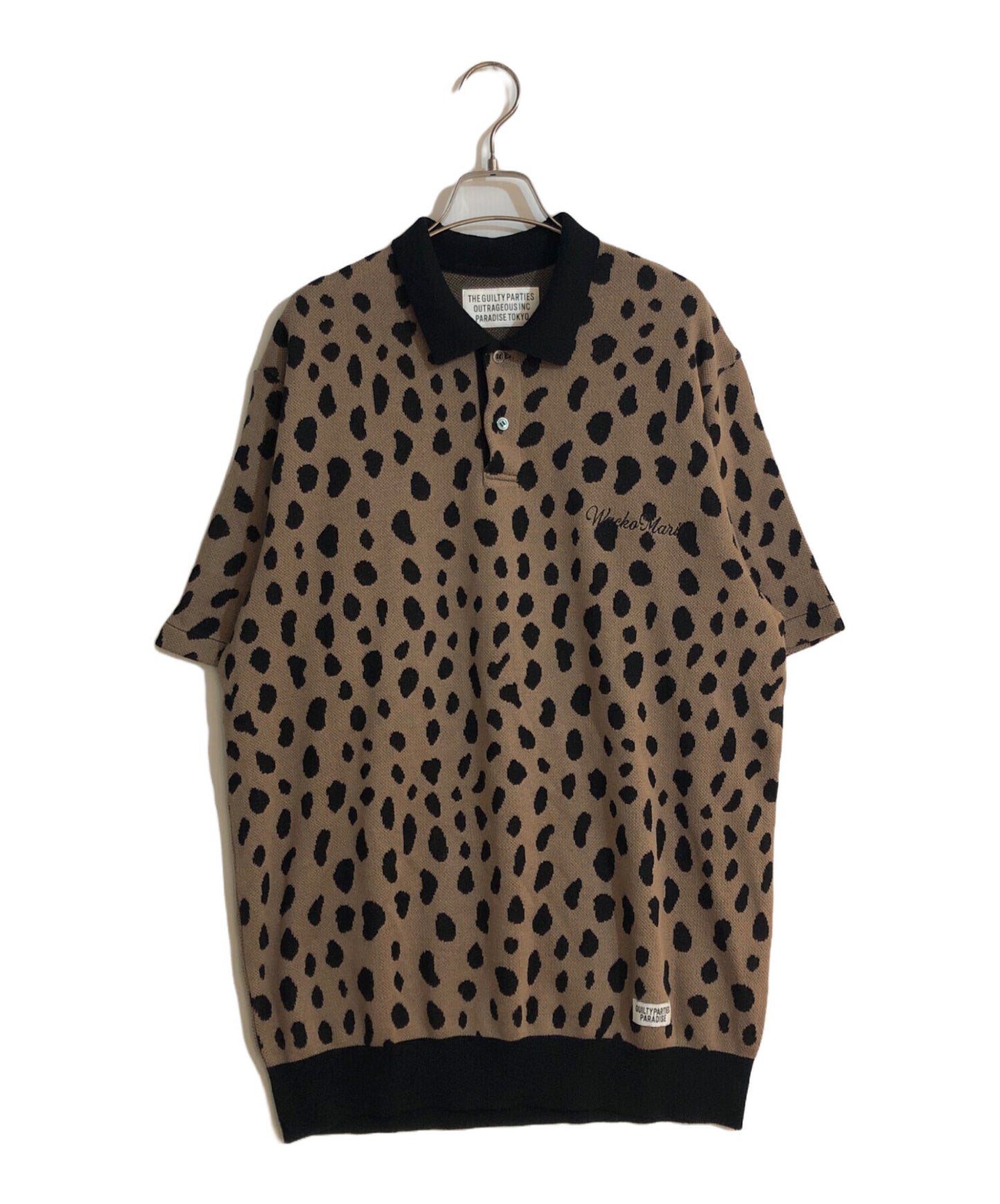 [Pre-owned] WACKO MARIA LEOPARD JACQUARD KNIT POLO SHIRT