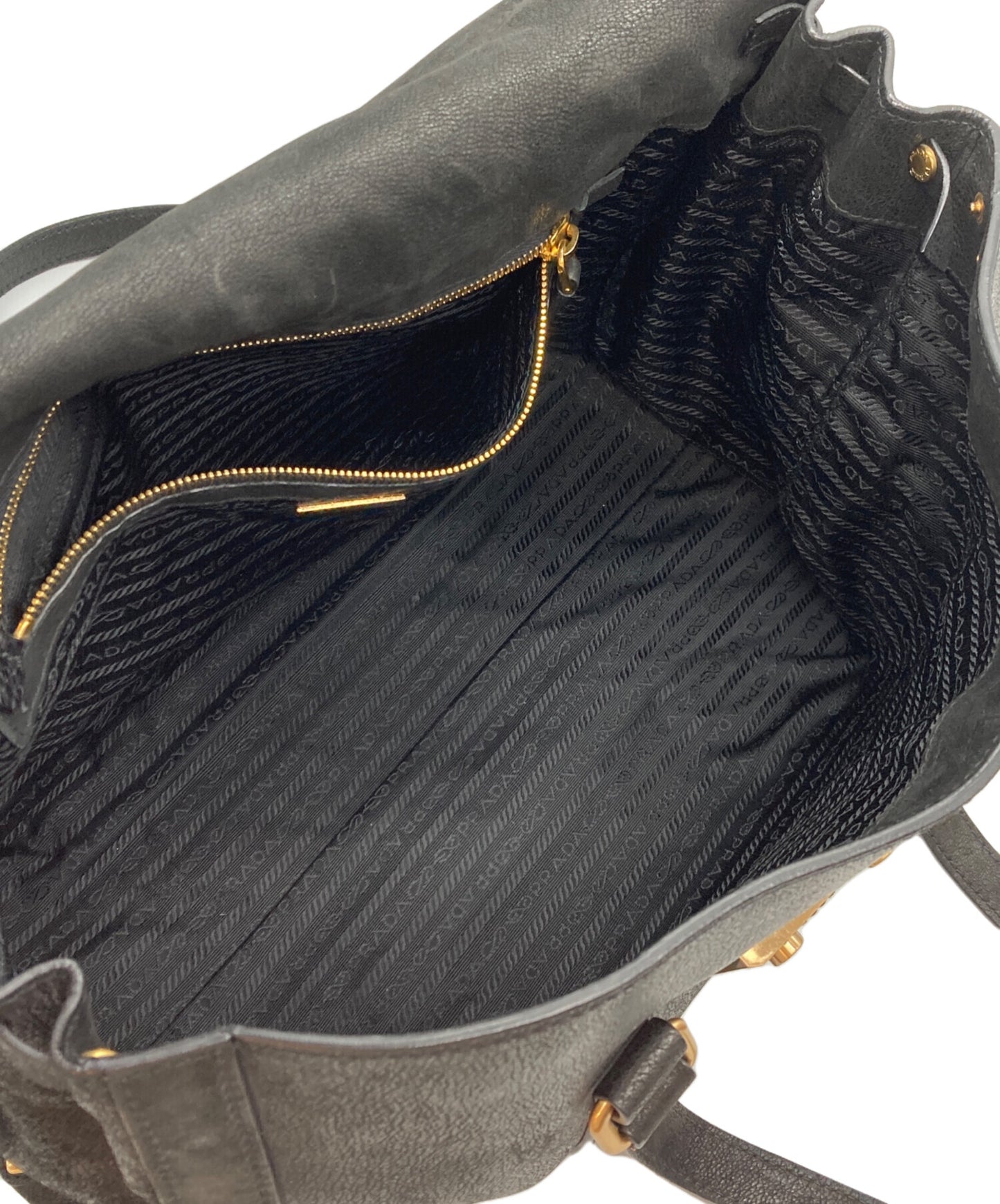 [Pre-owned] PRADA Antique-finished buckle leather bag