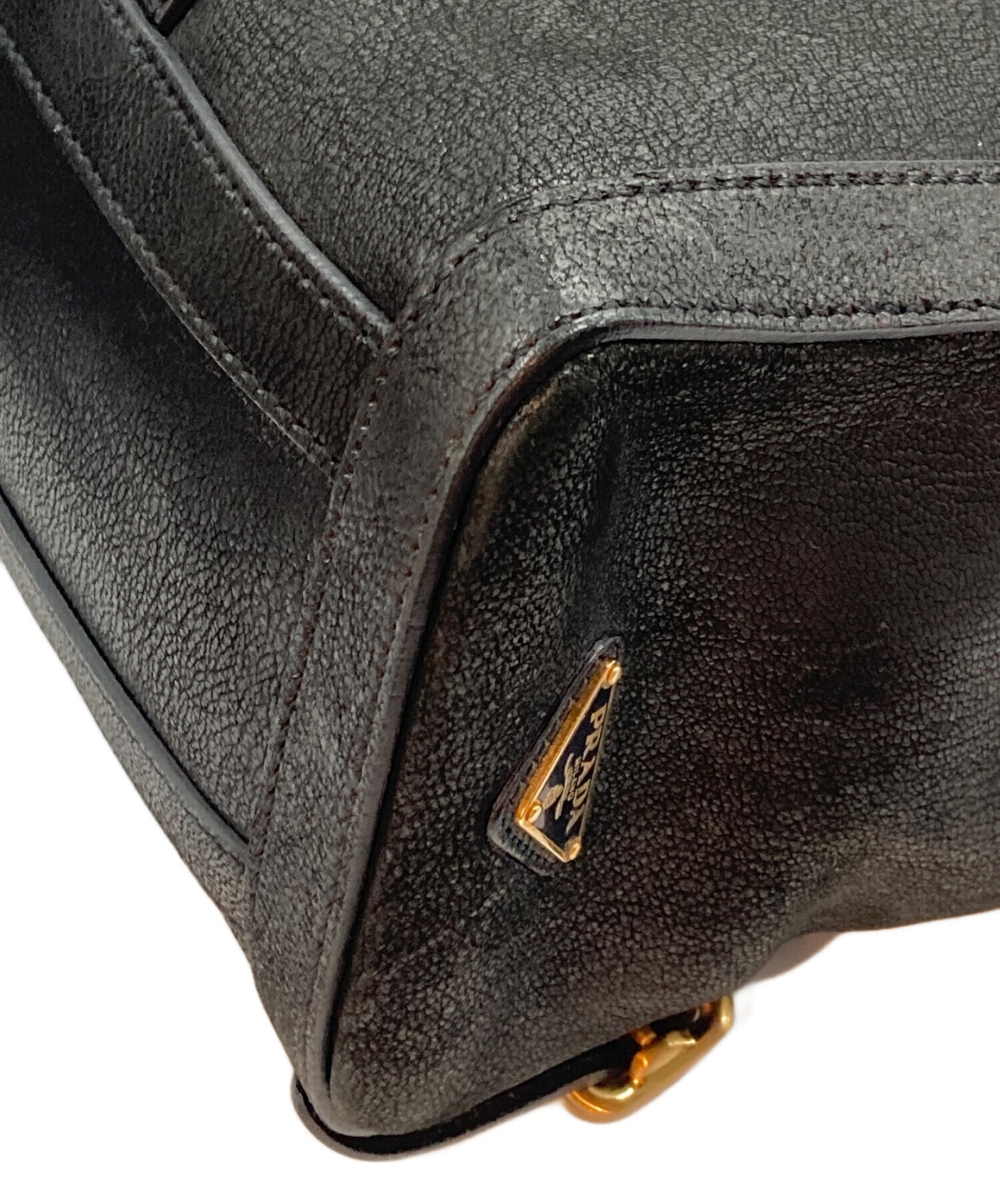 [Pre-owned] PRADA Antique-finished buckle leather bag