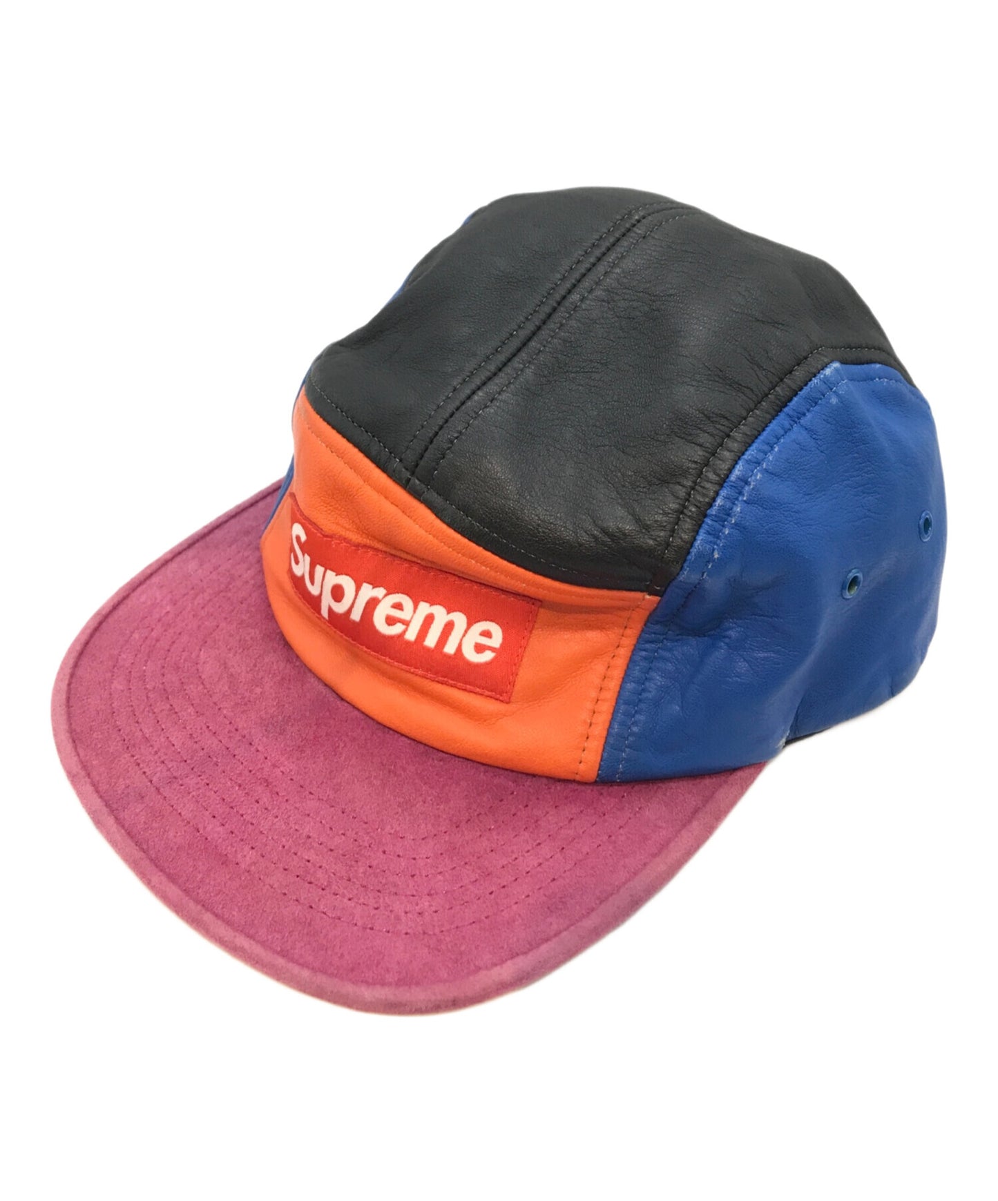 [Pre-owned] SUPREME Leather Suede 5 Panel Box LOgo Camp Jet Cap hat