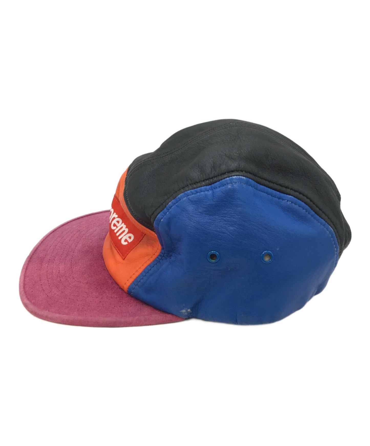 [Pre-owned] SUPREME Leather Suede 5 Panel Box LOgo Camp Jet Cap hat