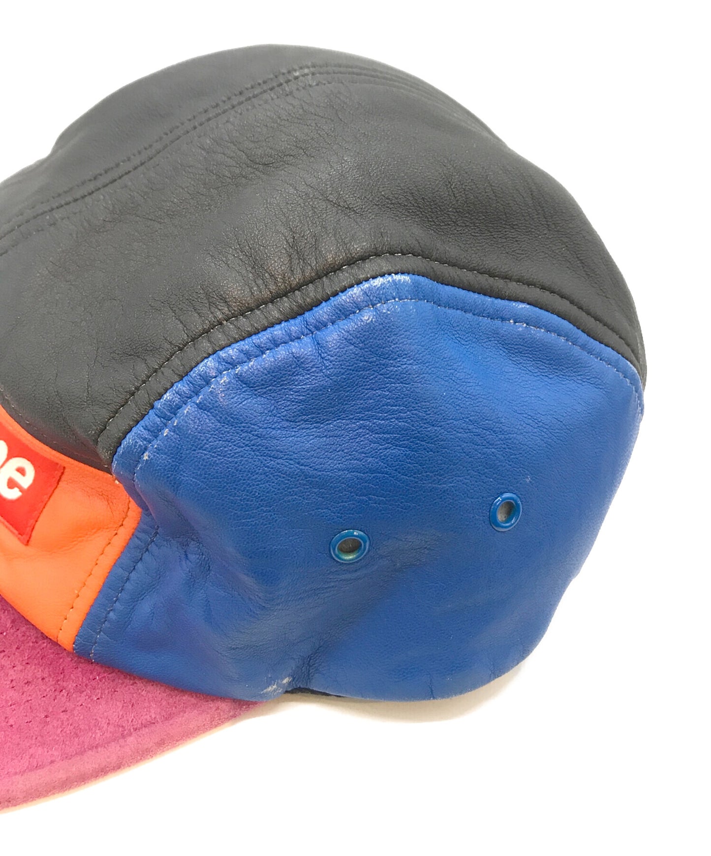 [Pre-owned] SUPREME Leather Suede 5 Panel Box LOgo Camp Jet Cap hat