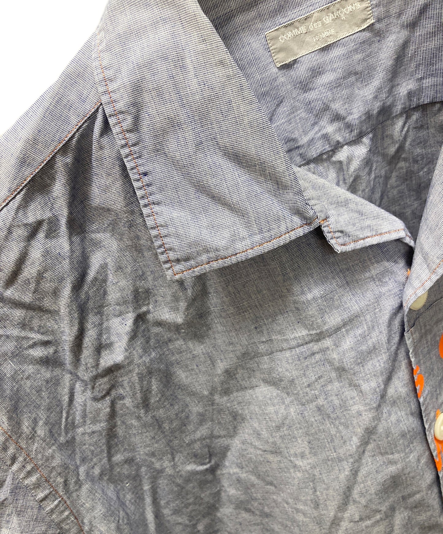 [Pre-owned] COMME des GARCONS HOMME Vintage Split Zulu Lassi Logo Open Collar Shirt AD2001 HE-B063