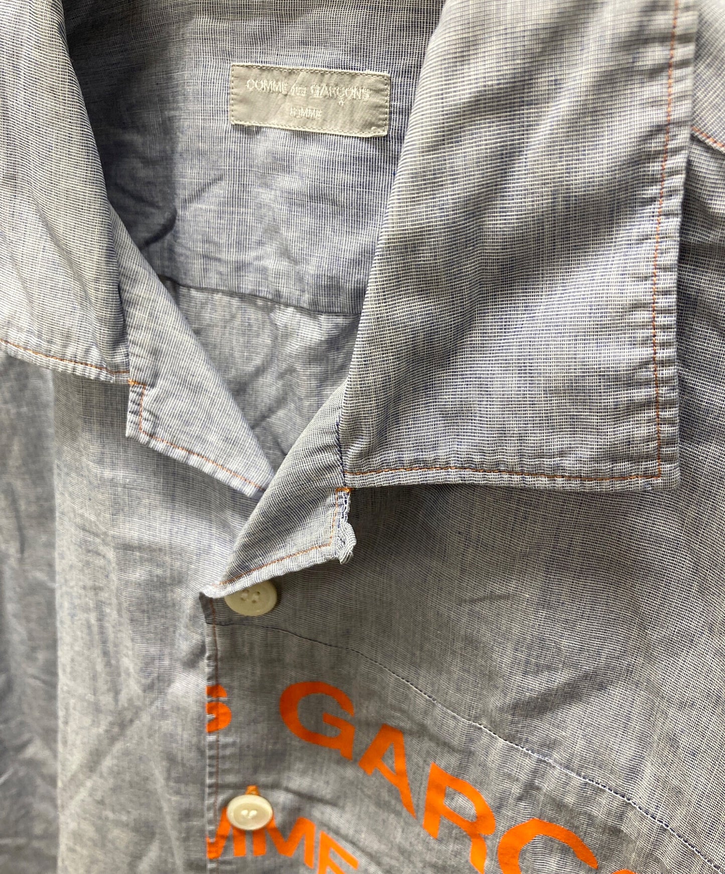 [Pre-owned] COMME des GARCONS HOMME Vintage Split Zulu Lassi Logo Open Collar Shirt AD2001 HE-B063