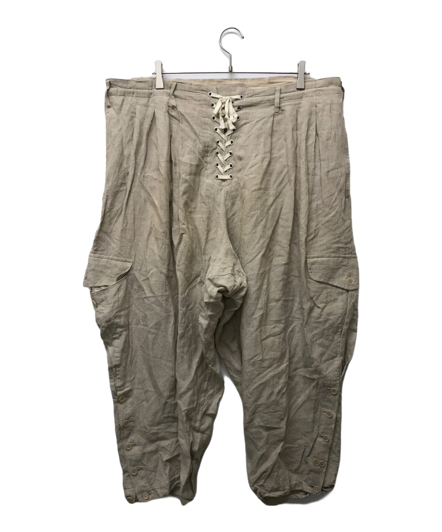 [Pre-owned] Yohji Yamamoto pour homme Lace-up linen shoppers pants HD-P47-303