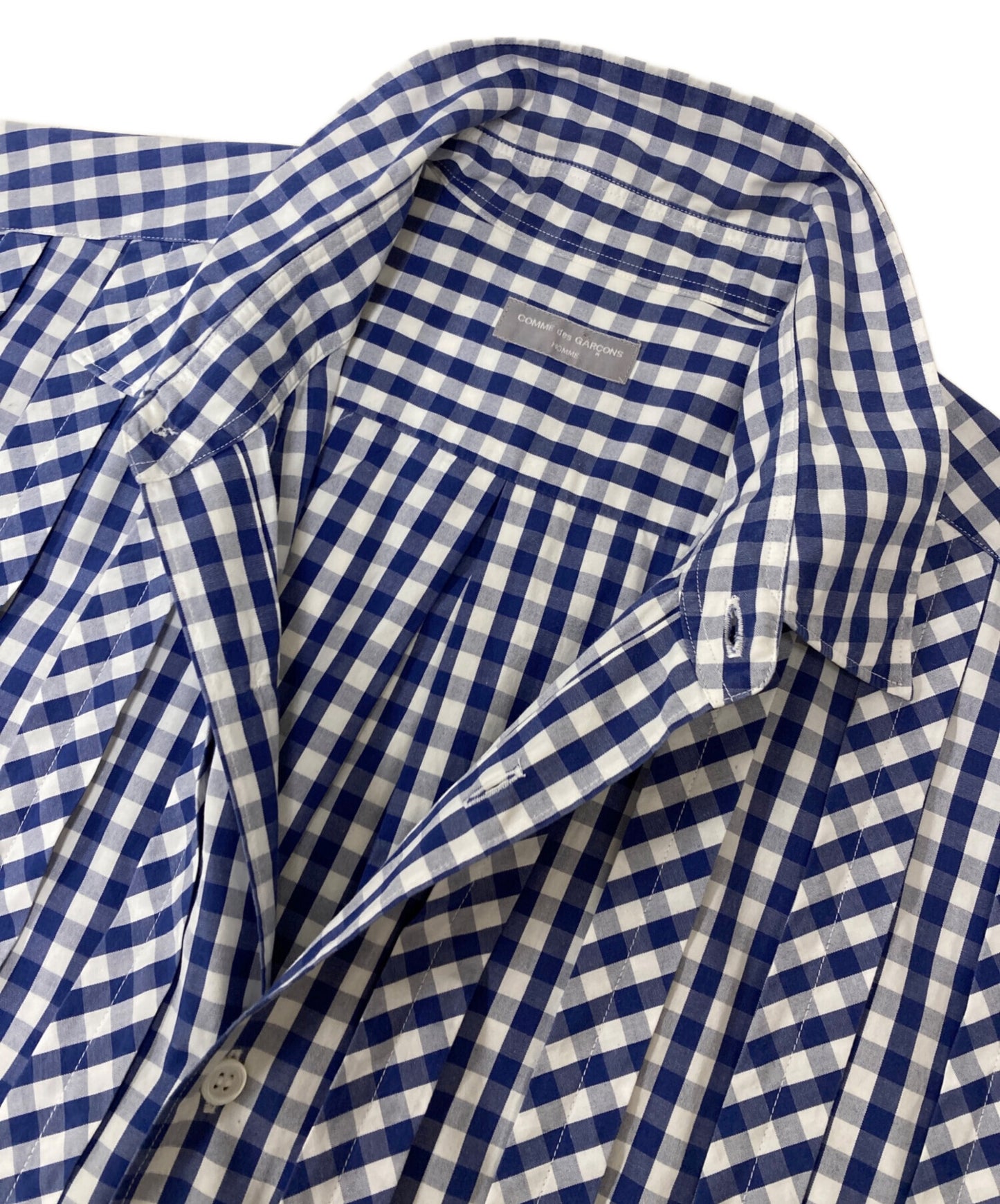 [Pre-owned] COMME des GARCONS HOMME Vintage Gingham Check Pleated S/S Shirt HB-100620