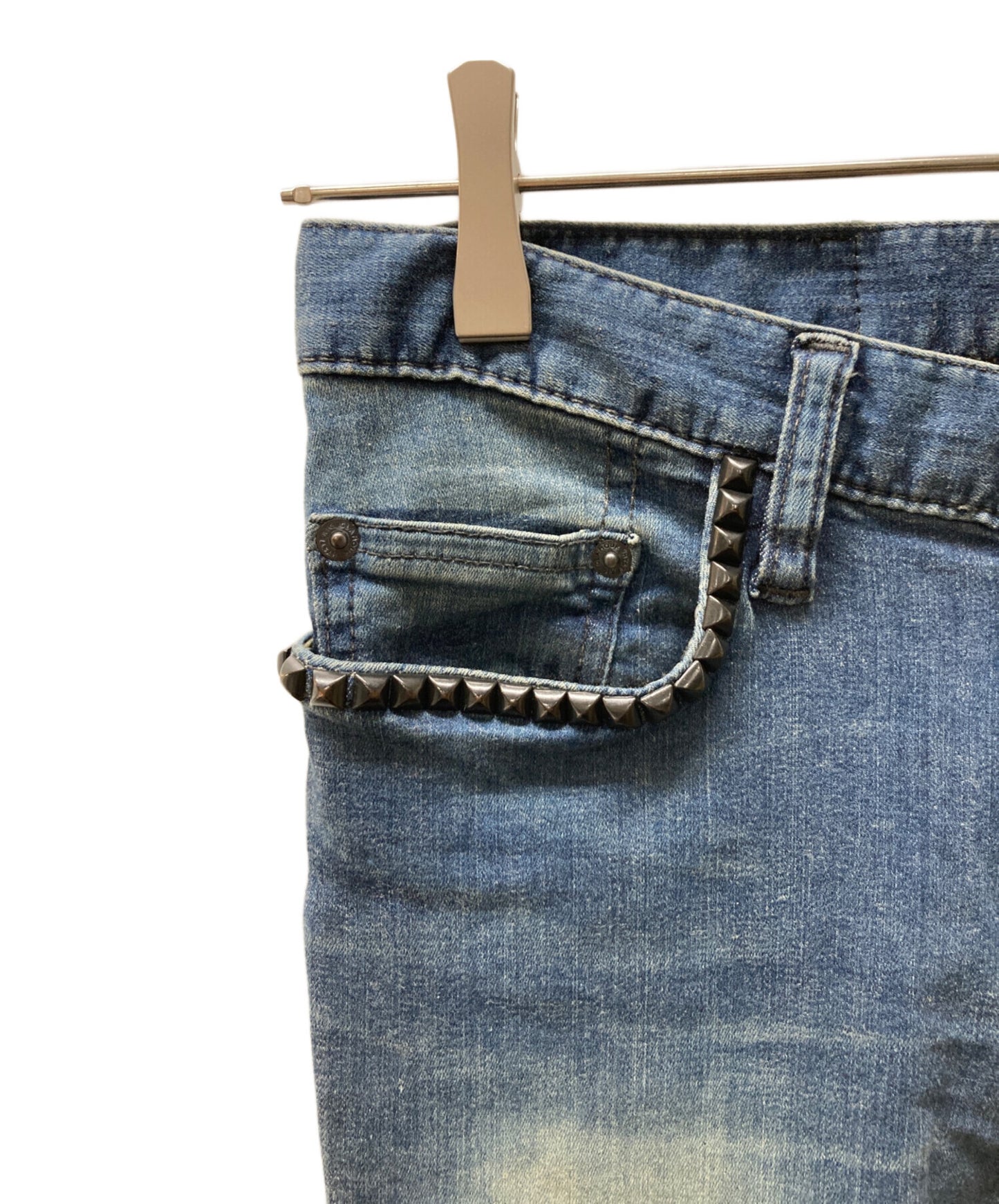 [Pre-owned] Hysteric Glamour Leather Switched Studded Denim Pants/Skinny Denim Pants