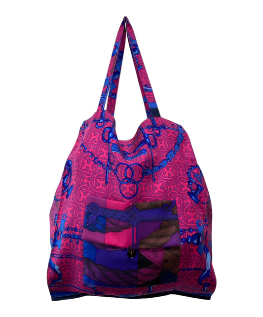 [Pre-owned] HERMES Petite Ash Silk Tote / Della Cavalleria