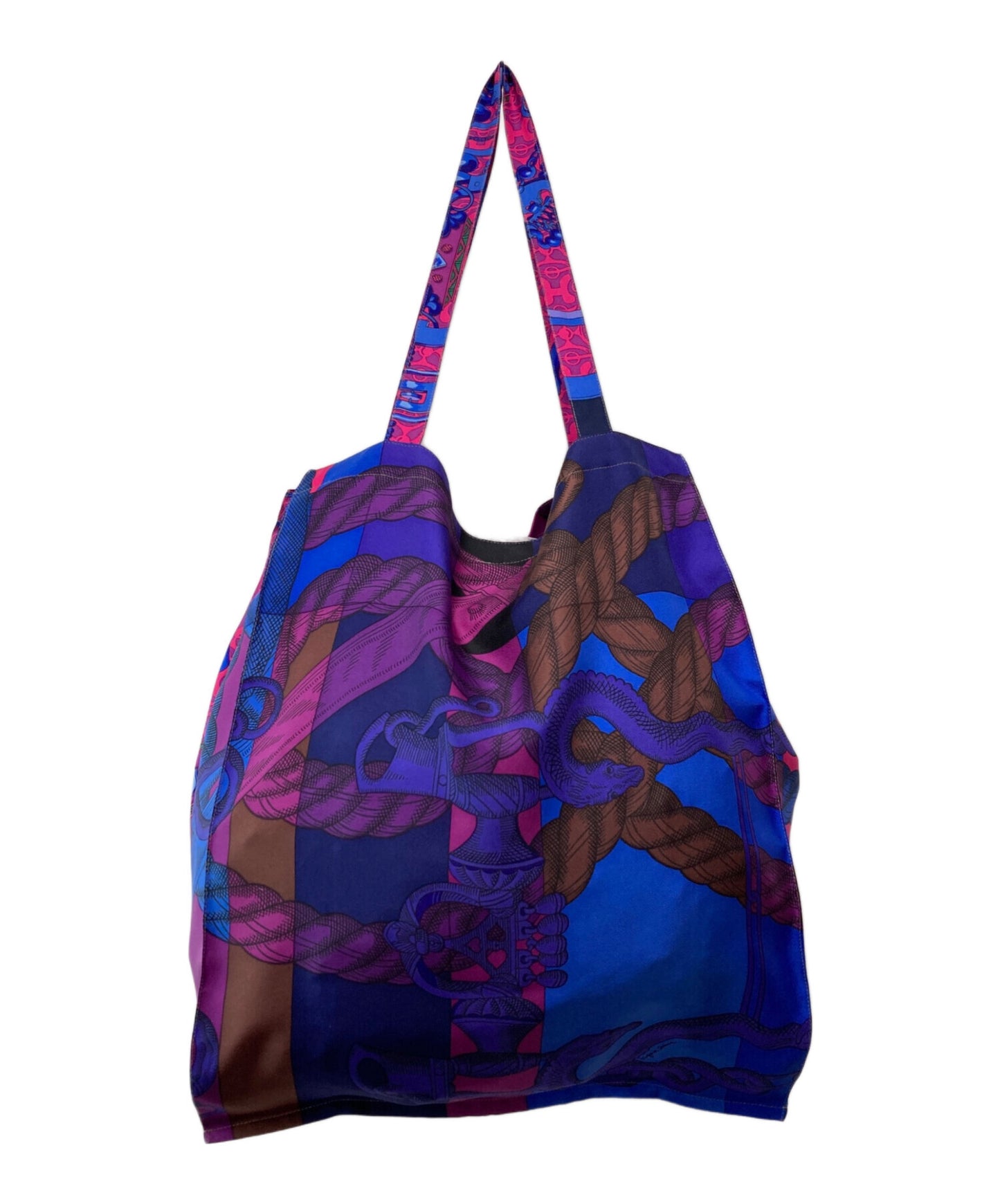 [Pre-owned] HERMES Petite Ash Silk Tote / Della Cavalleria