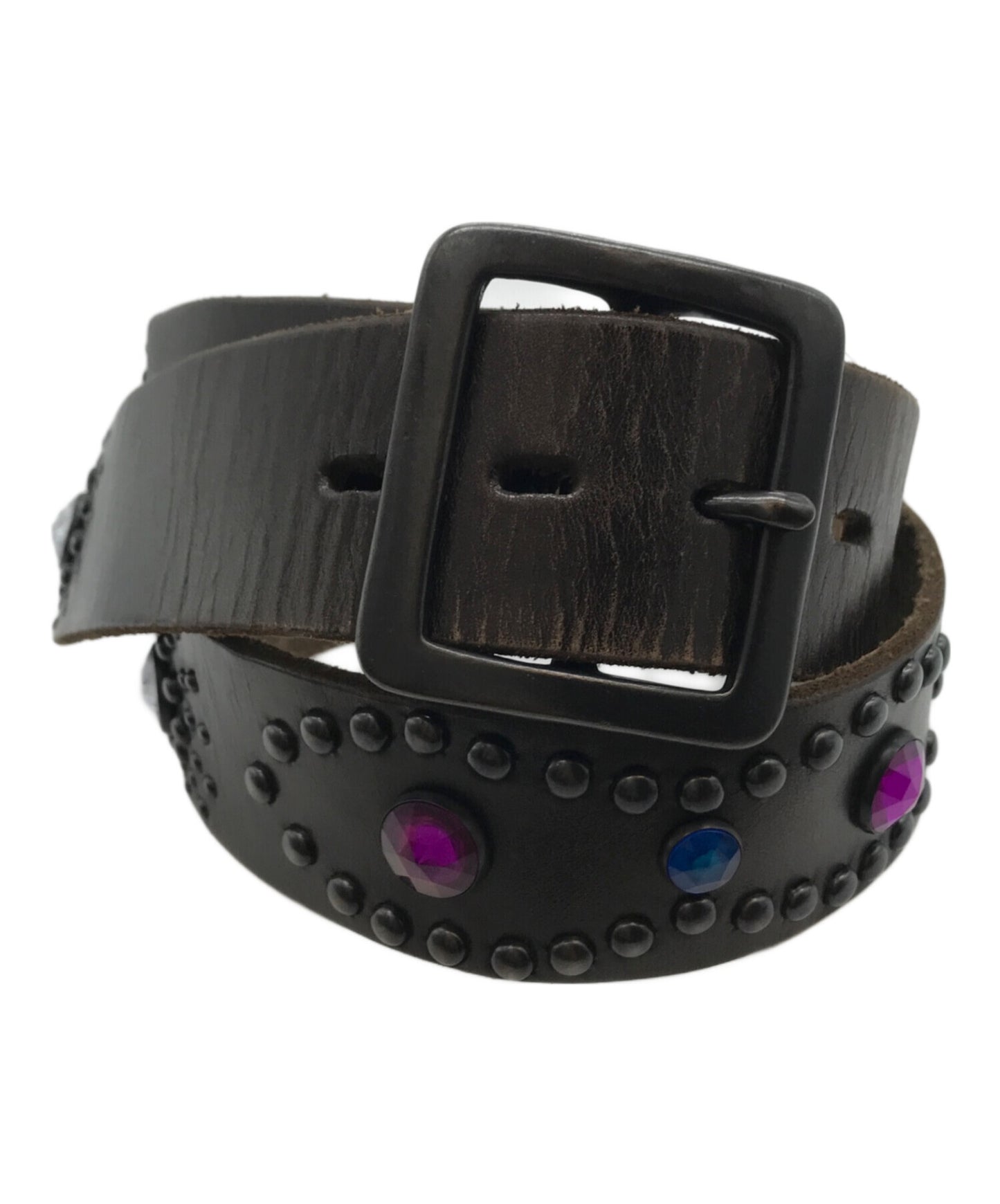 [Pre-owned] NUMBER (N)INE Colored Stone & Studded Leather Belt