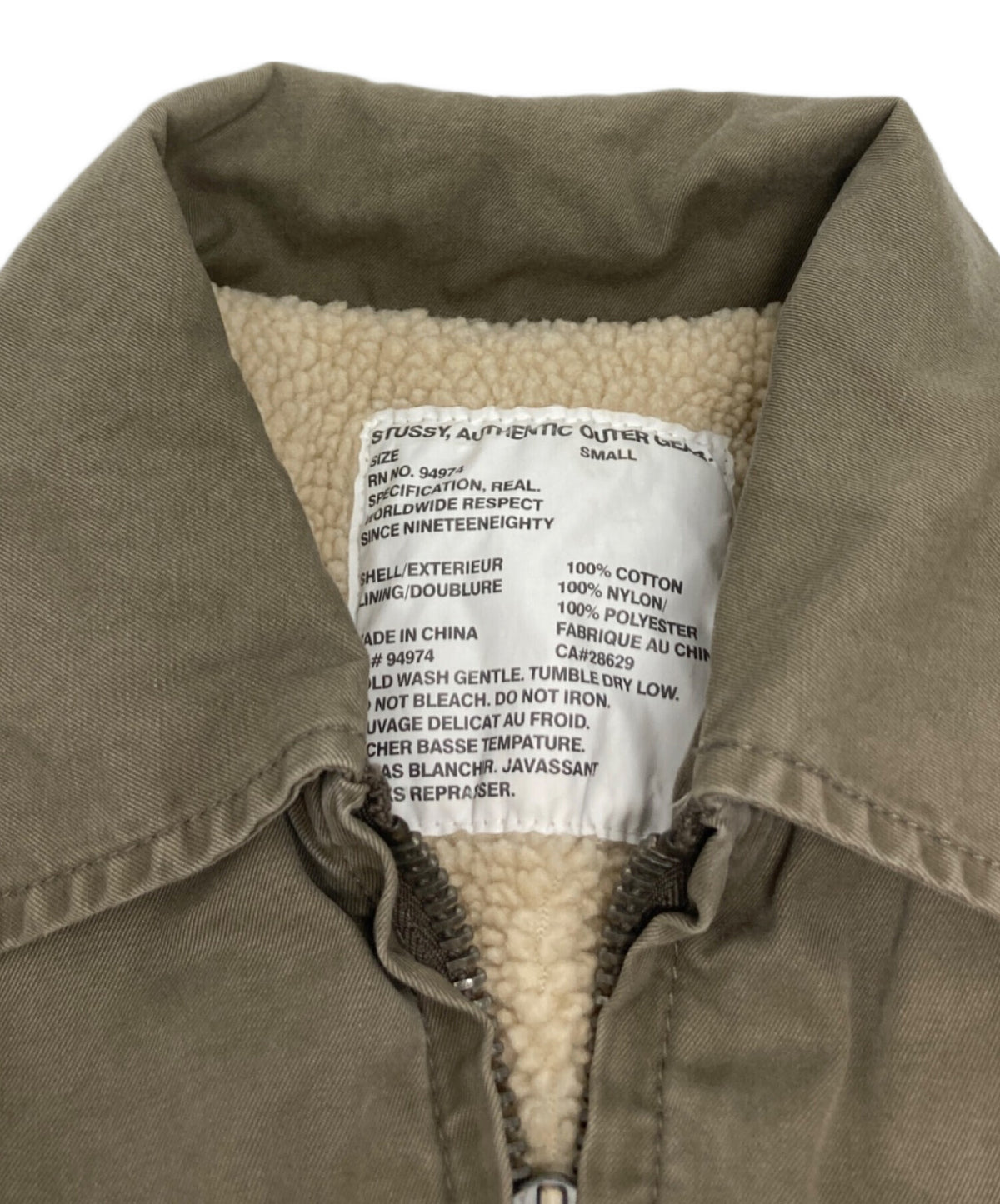 [Pre-owned] stussy Military Coat with Fleece Lining