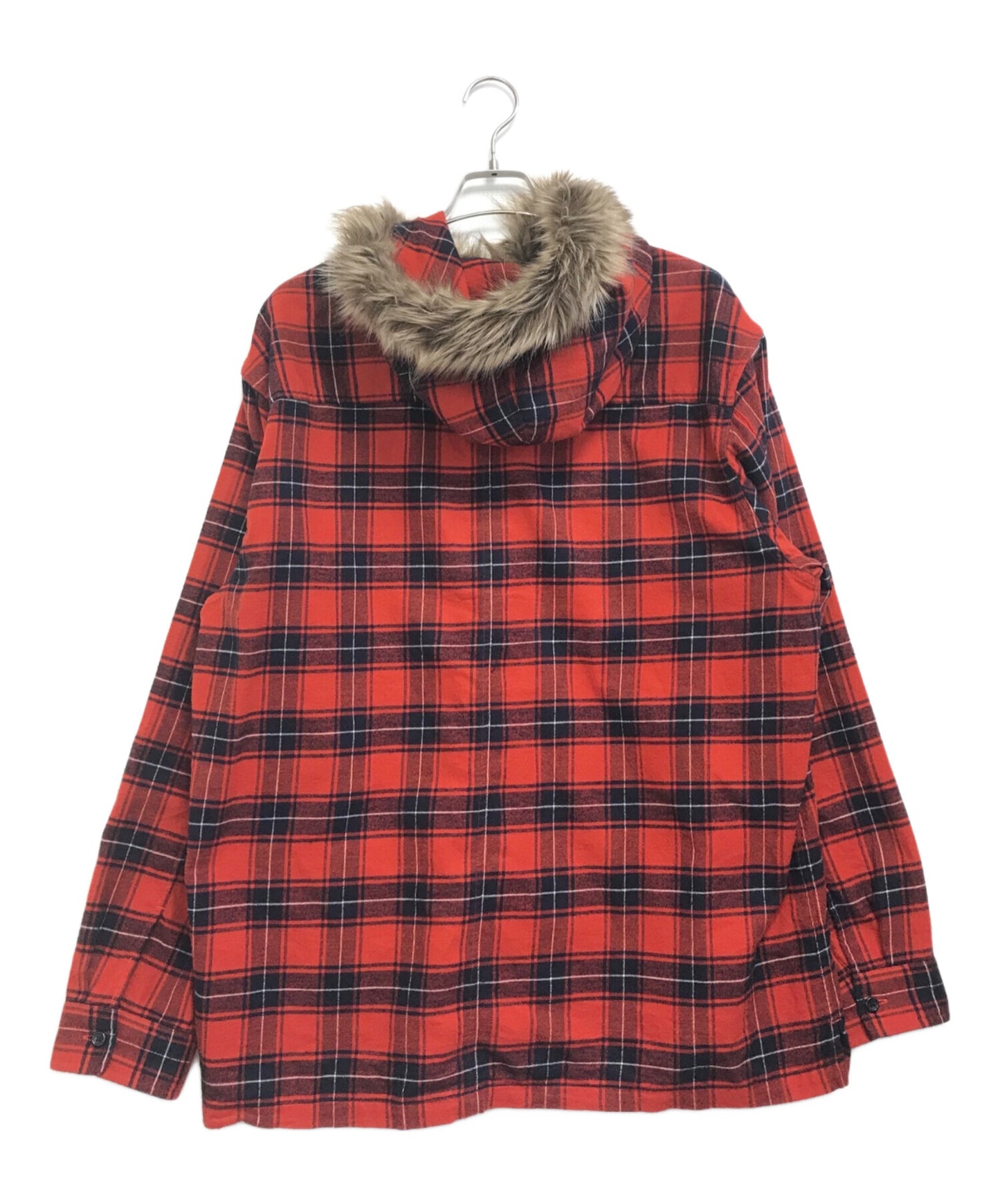 [Pre-owned] SUPREME Fur Trim Flannel Hooded Shirt
