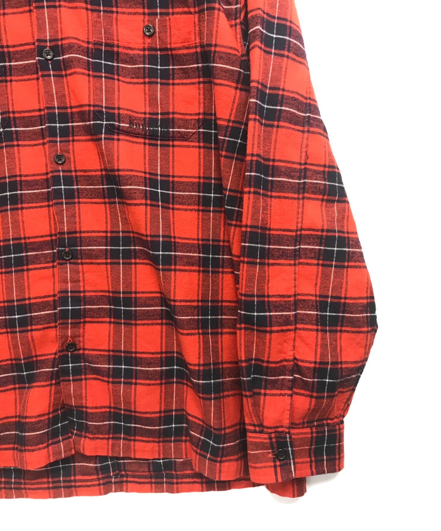 [Pre-owned] SUPREME Fur Trim Flannel Hooded Shirt