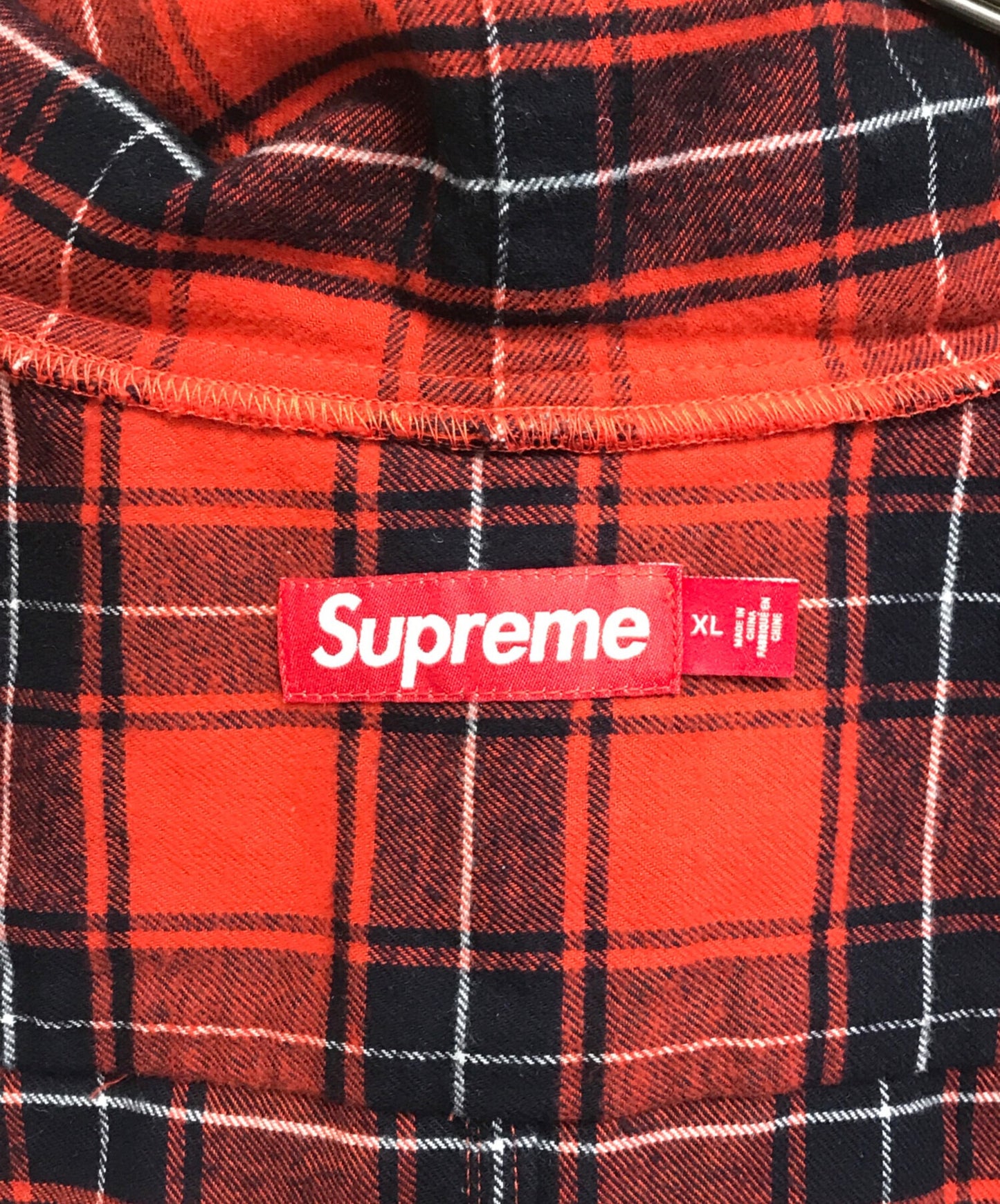 [Pre-owned] SUPREME Fur Trim Flannel Hooded Shirt